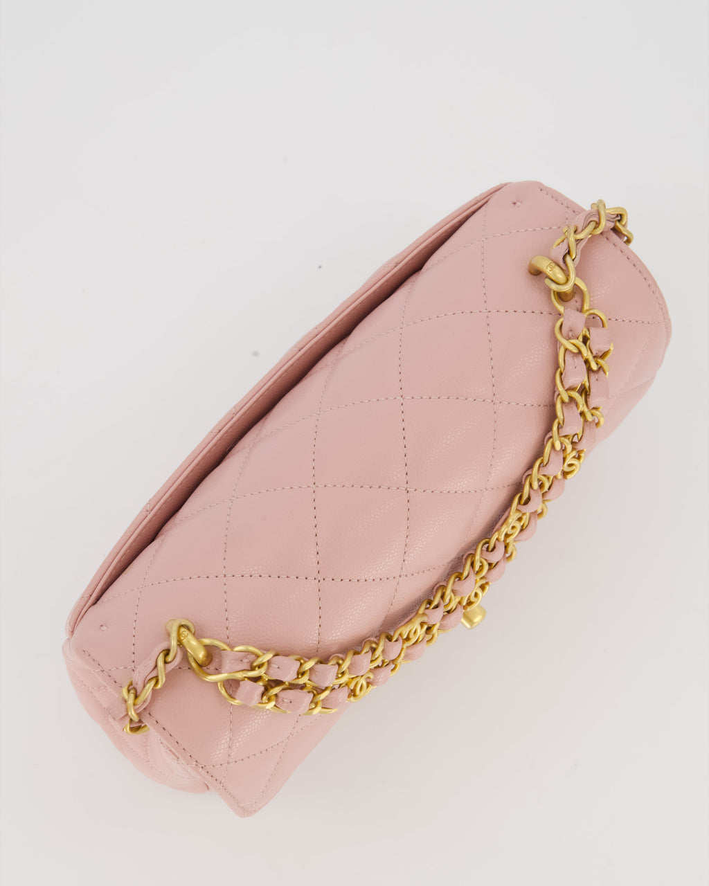 Chanel Pink Small Seasonal Flap Bag In Caviar Leather With CC Chain Details and Gold Hardware