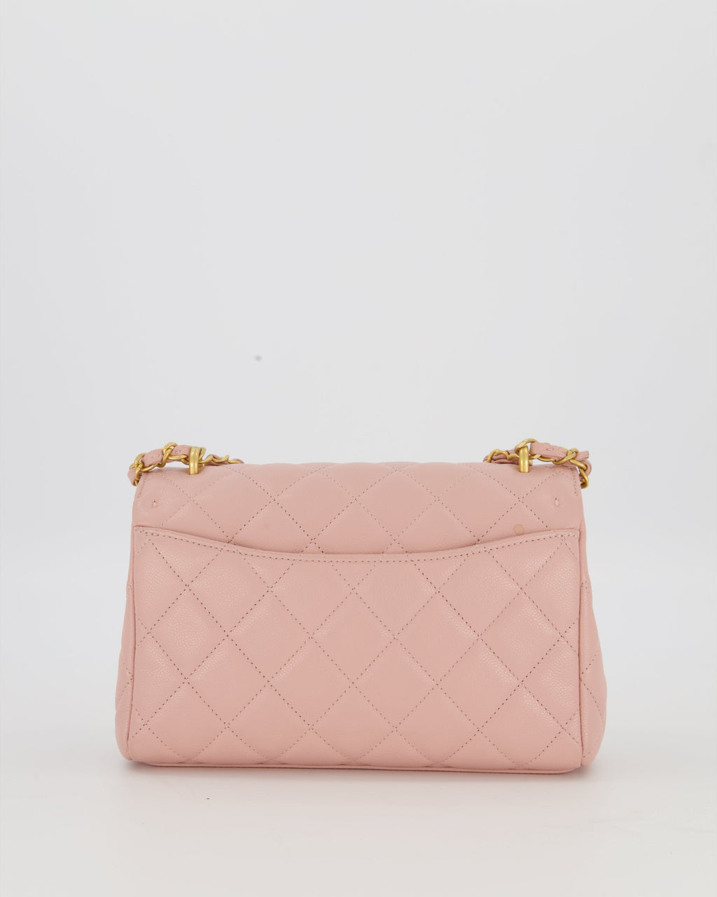 Chanel Pink Small Seasonal Flap Bag In Caviar Leather With CC Chain Details and Gold Hardware