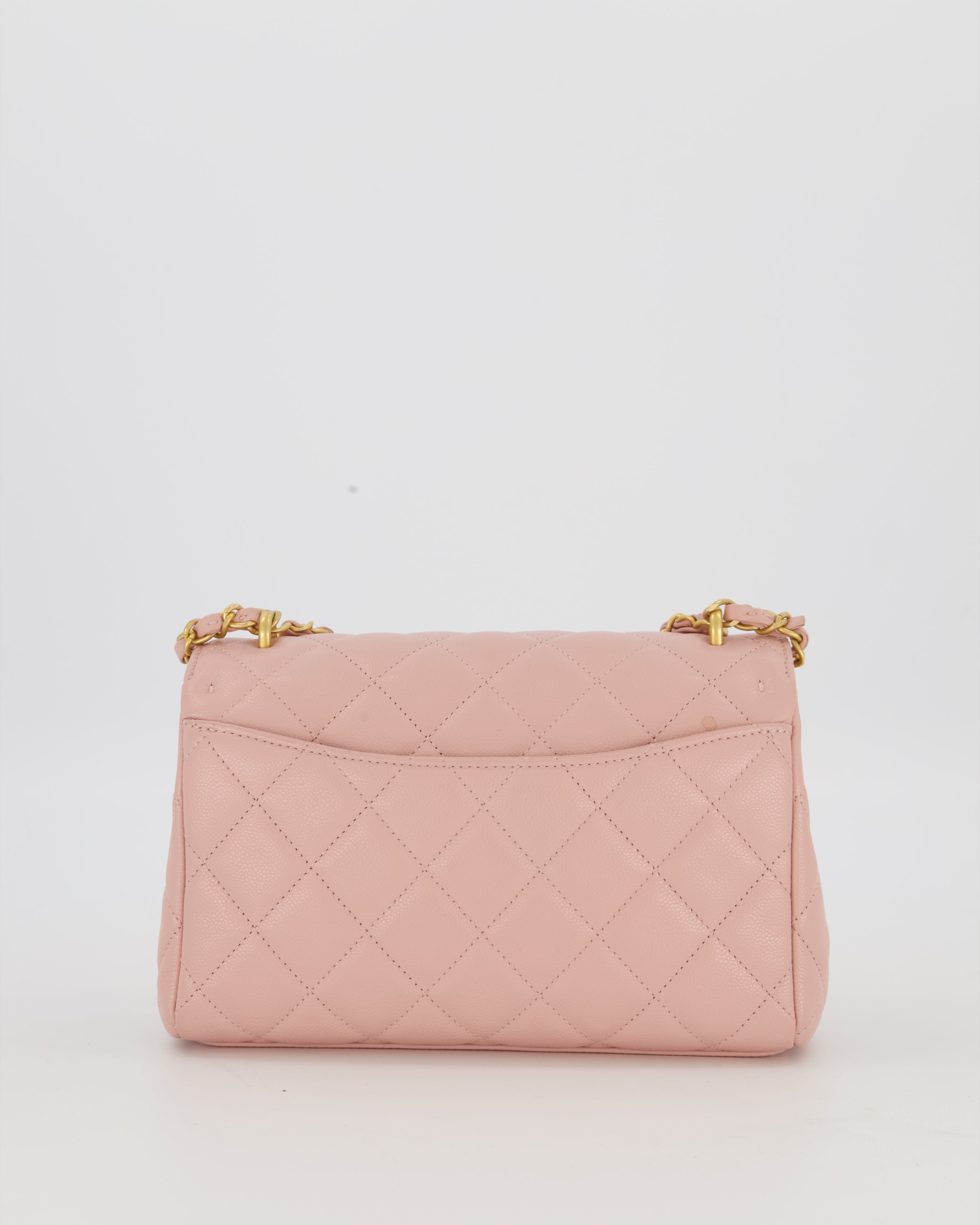 Chanel Pink Small Seasonal Flap Bag In Caviar Leather With CC Chain Details and Gold Hardware