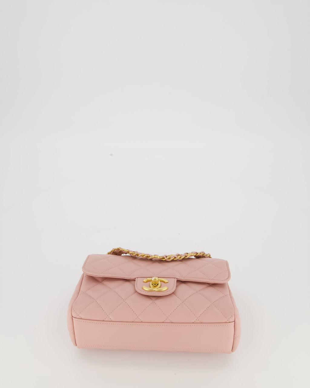 Chanel Pink Small Seasonal Flap Bag In Caviar Leather With CC Chain Details and Gold Hardware