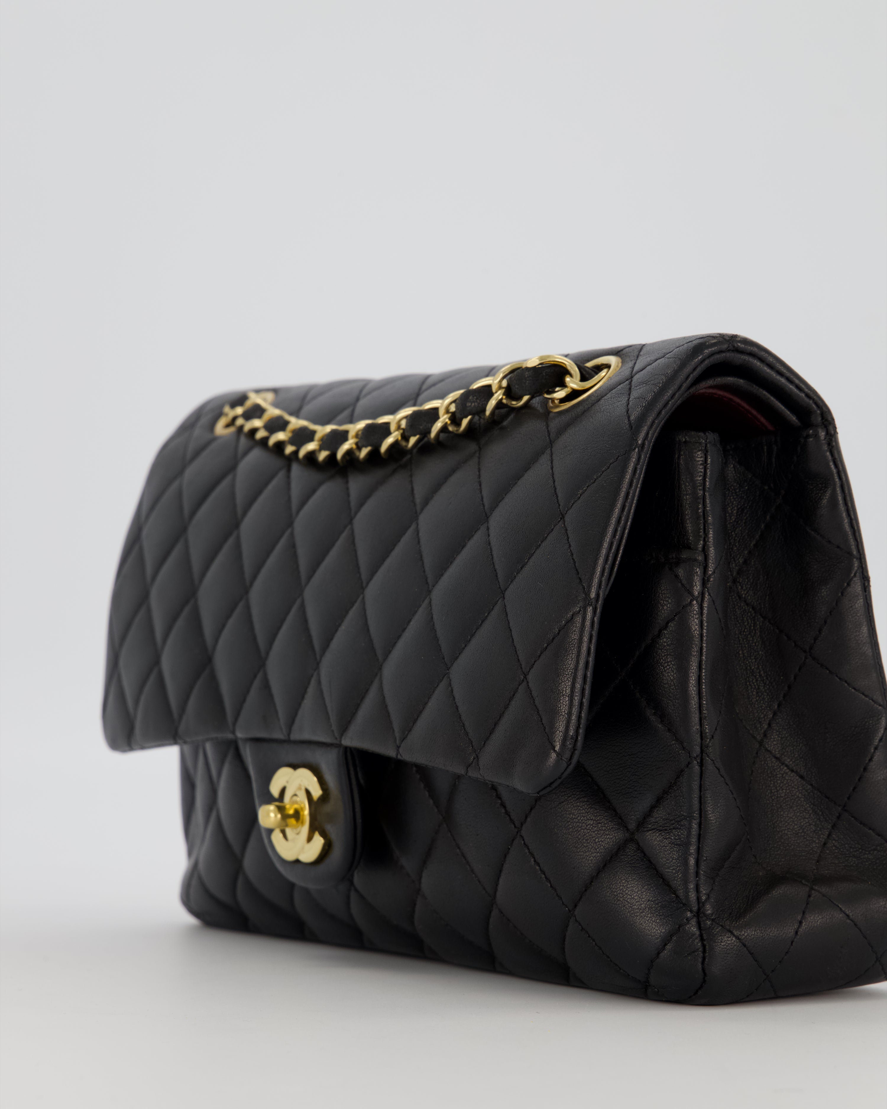 Chanel Black Medium Classic Double Flap Bag in Lambskin Leather with Gold Hardware