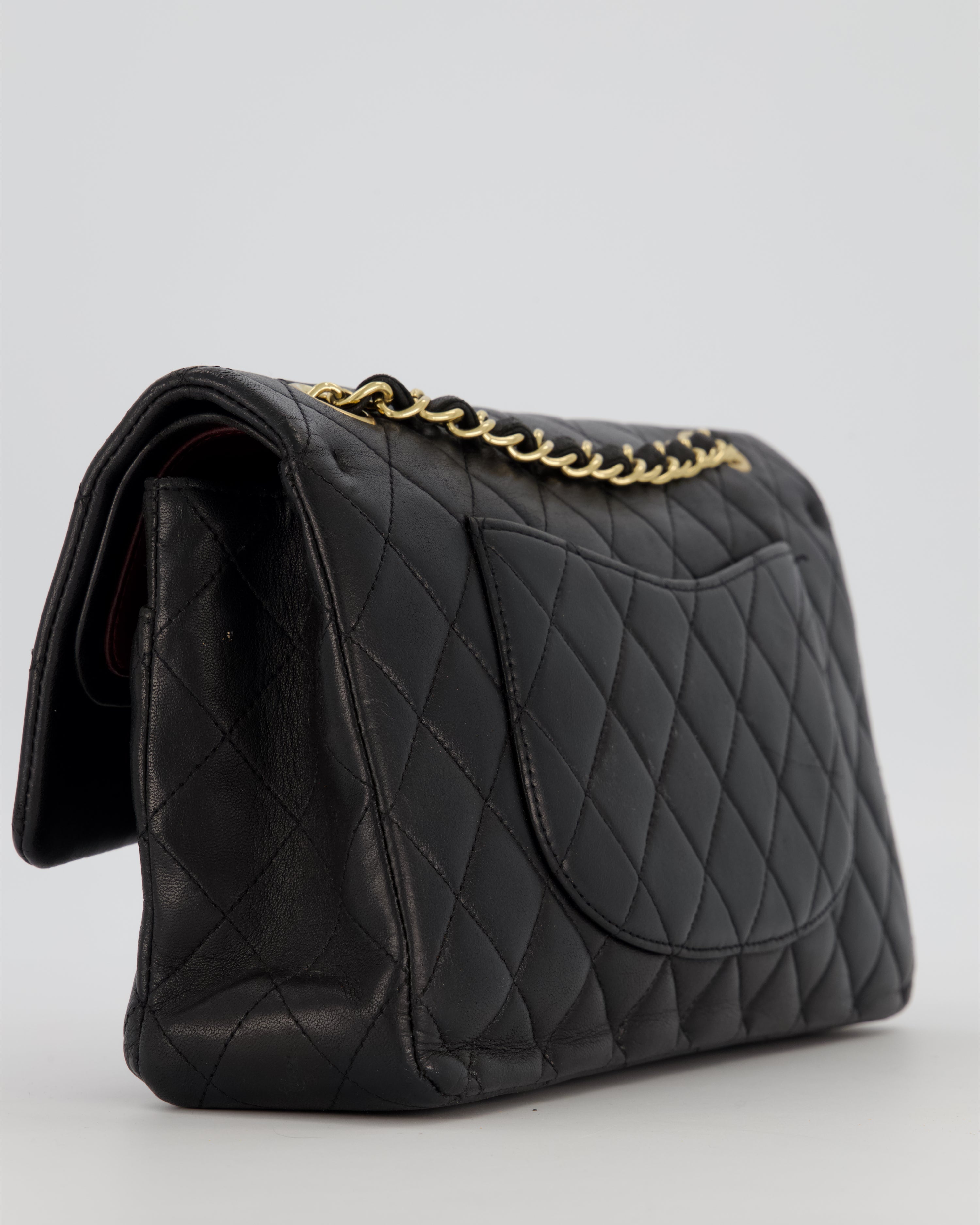 Chanel Black Medium Classic Double Flap Bag in Lambskin Leather with Gold Hardware