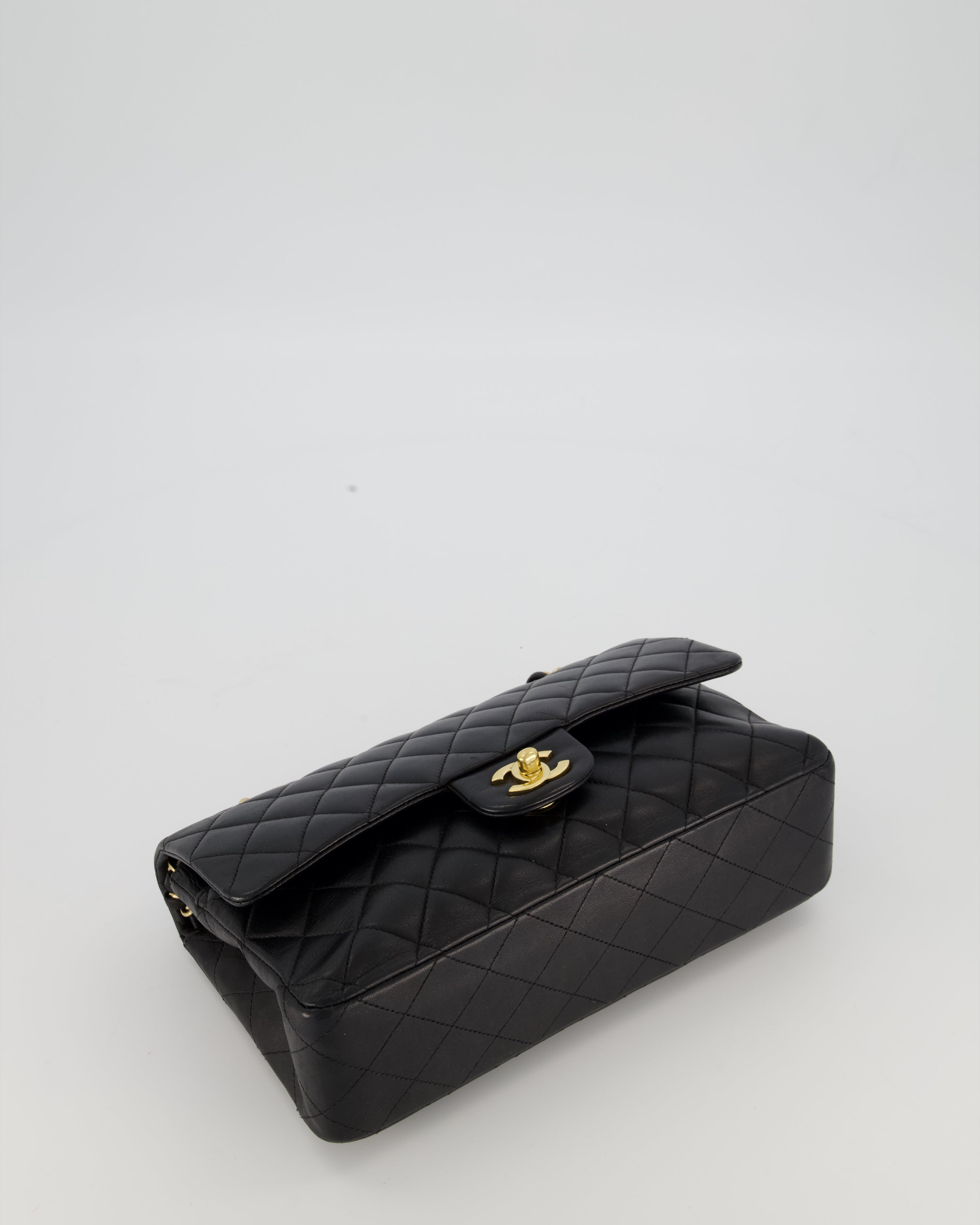 Chanel Black Medium Classic Double Flap Bag in Lambskin Leather with Gold Hardware