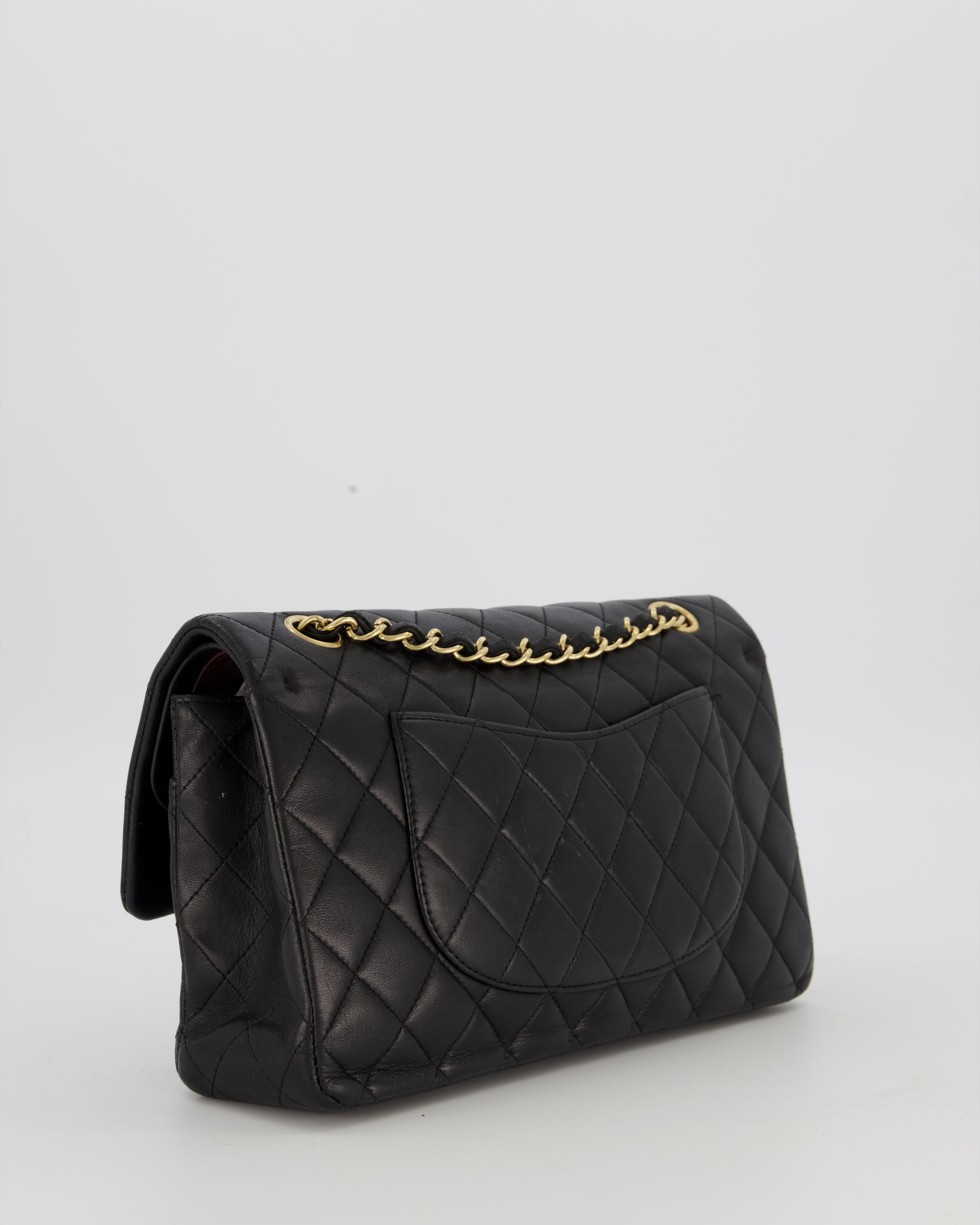 Chanel Black Medium Classic Double Flap Bag in Lambskin Leather with Gold Hardware