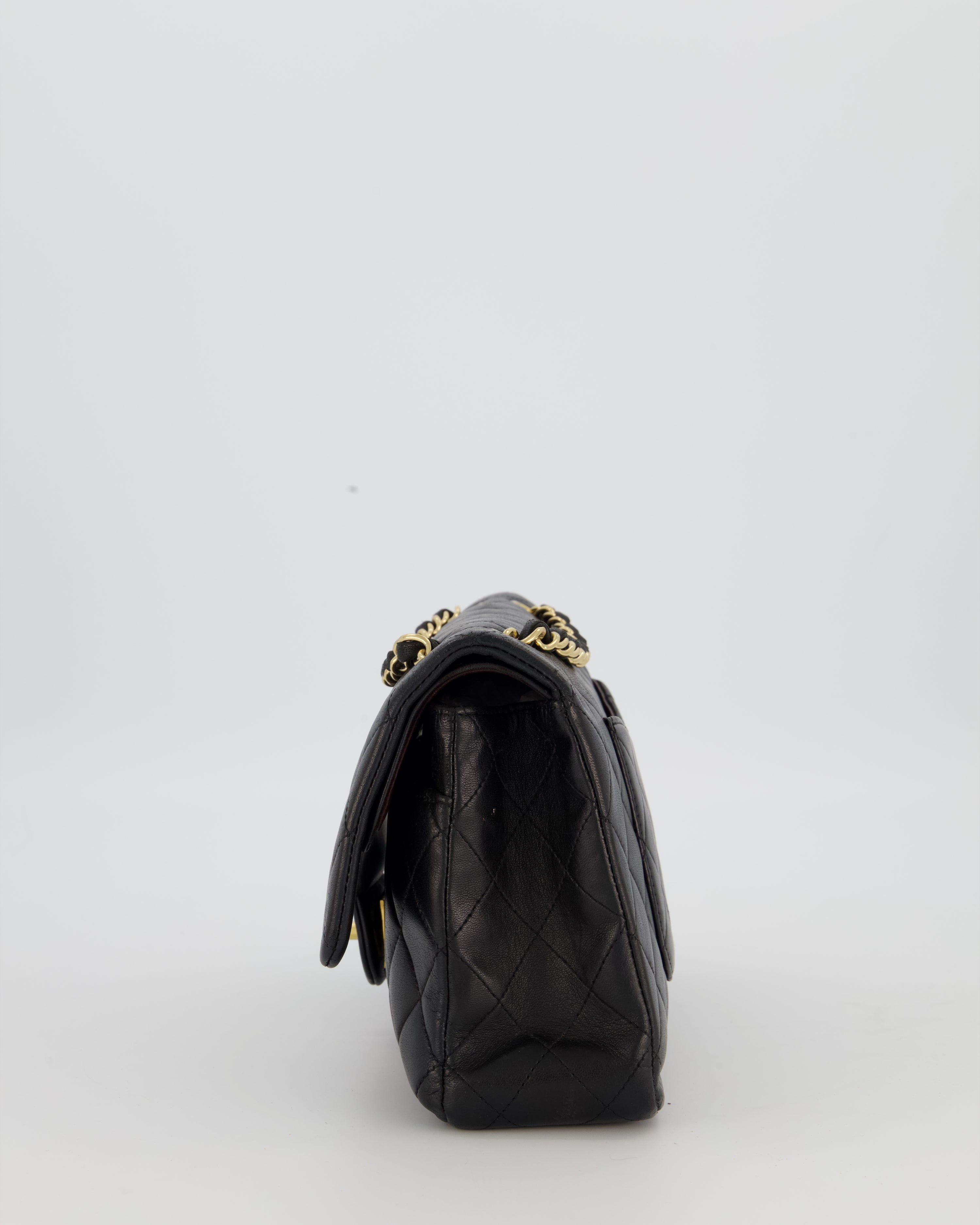 Chanel Black Medium Classic Double Flap Bag in Lambskin Leather with Gold Hardware