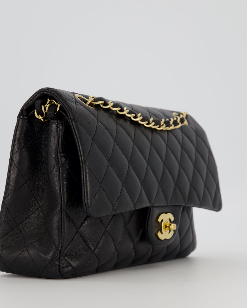 Chanel Black Medium Classic Double Flap Bag in Lambskin Leather with Gold Hardware