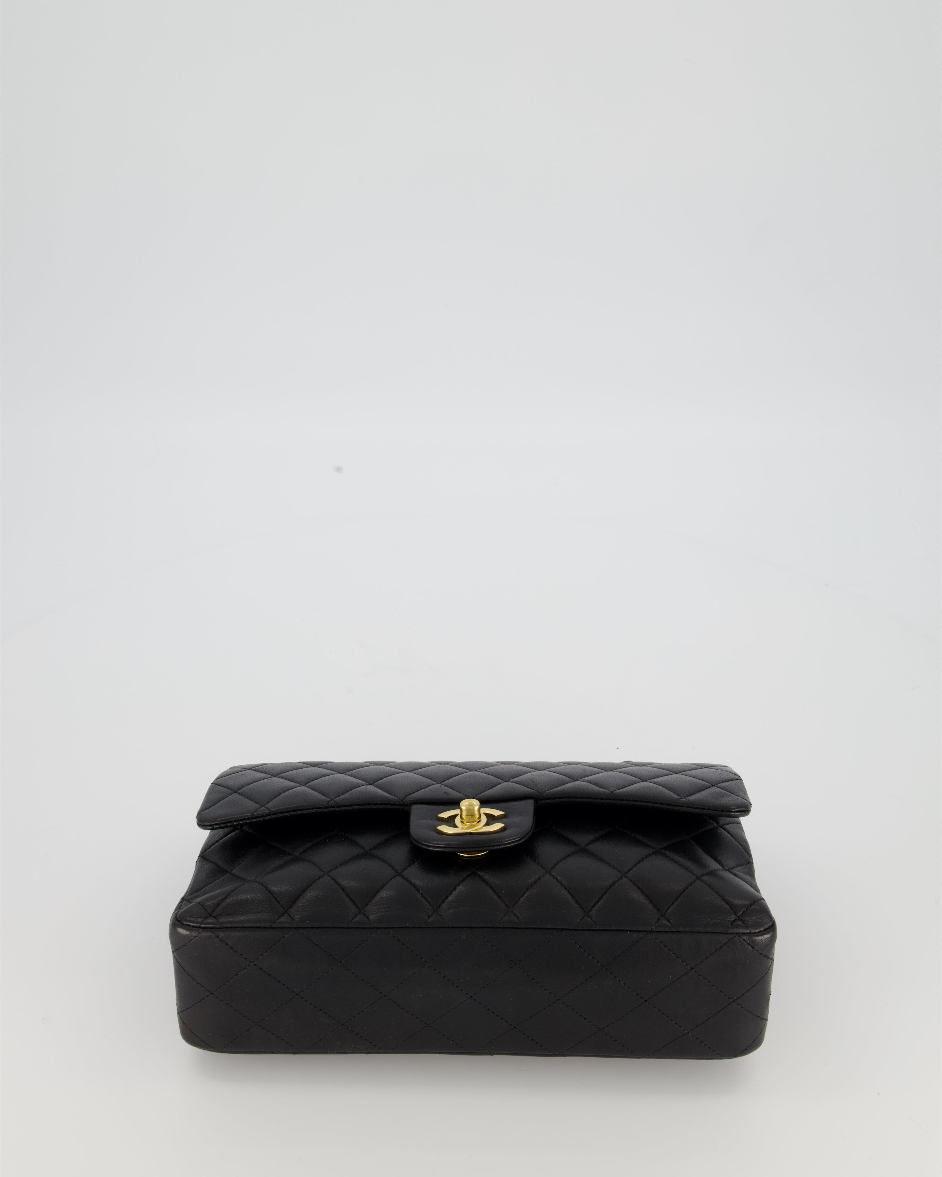 Chanel Black Medium Classic Double Flap Bag in Lambskin Leather with Gold Hardware