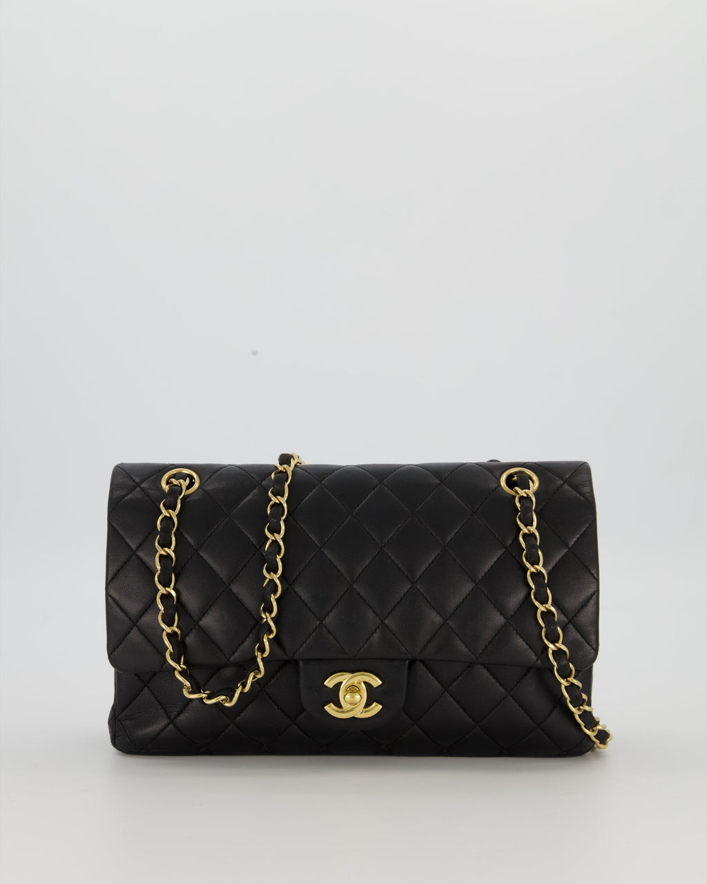 Chanel Black Medium Classic Double Flap Bag in Lambskin Leather with Gold Hardware