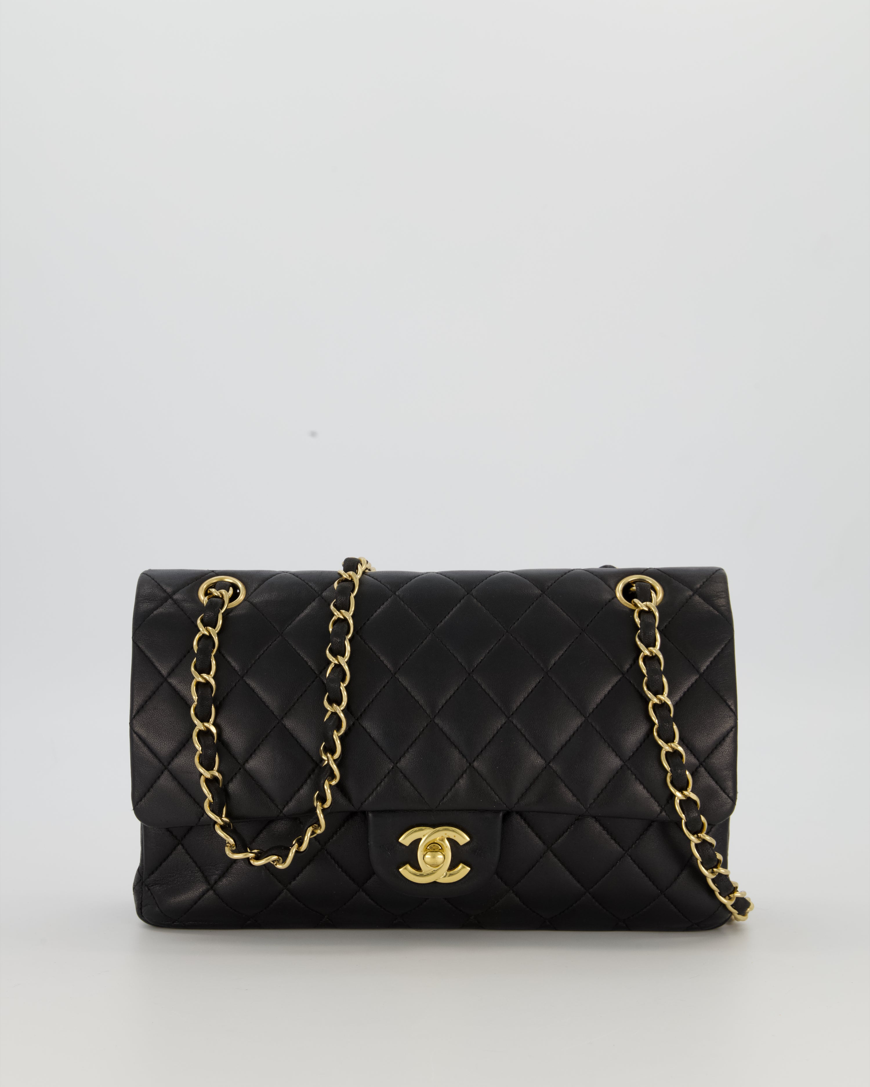Chanel Black Medium Classic Double Flap Bag in Lambskin Leather with Gold Hardware