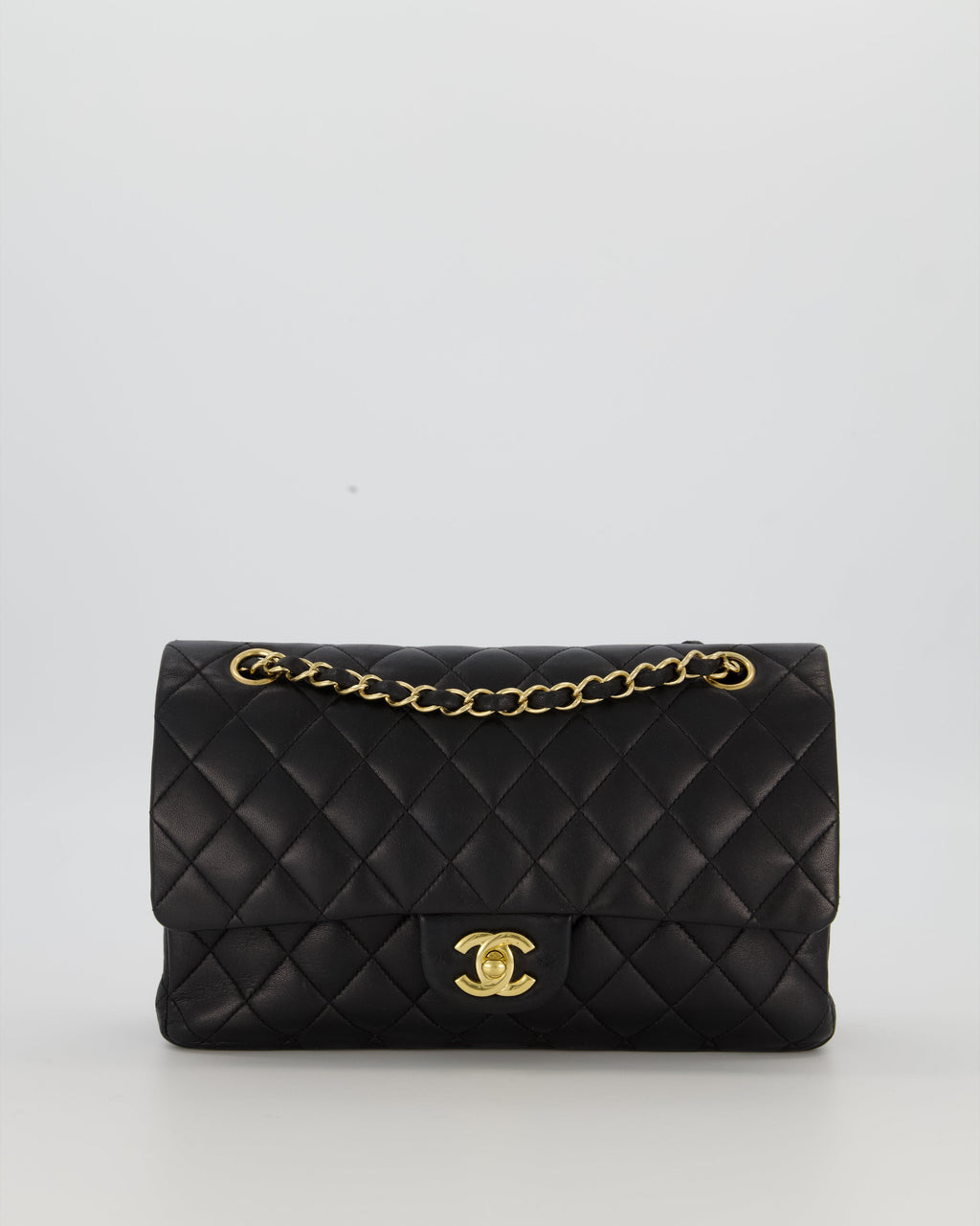 Chanel Black Medium Classic Double Flap Bag in Lambskin Leather with Gold Hardware