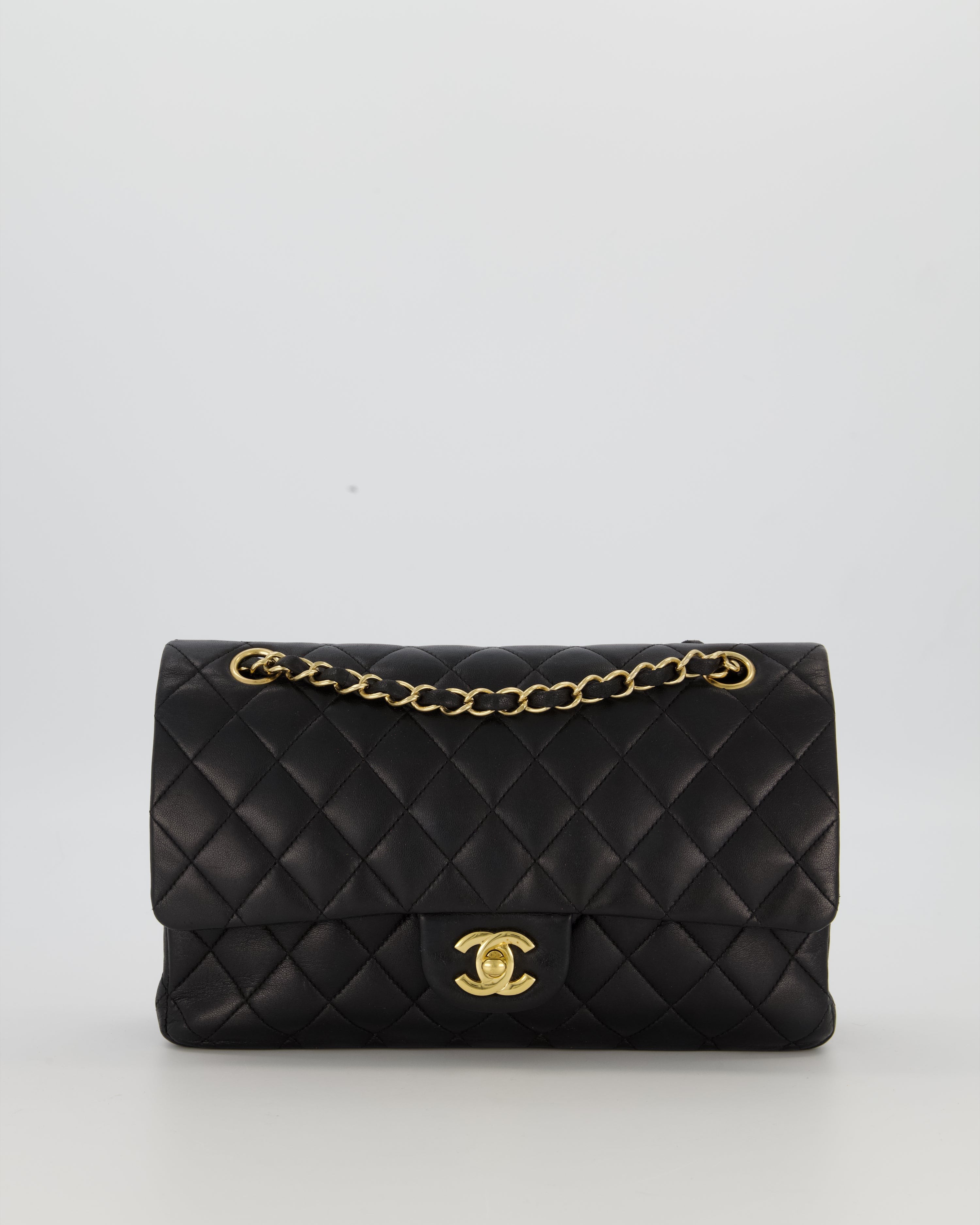 Chanel Black Medium Classic Double Flap Bag in Lambskin Leather with Gold Hardware