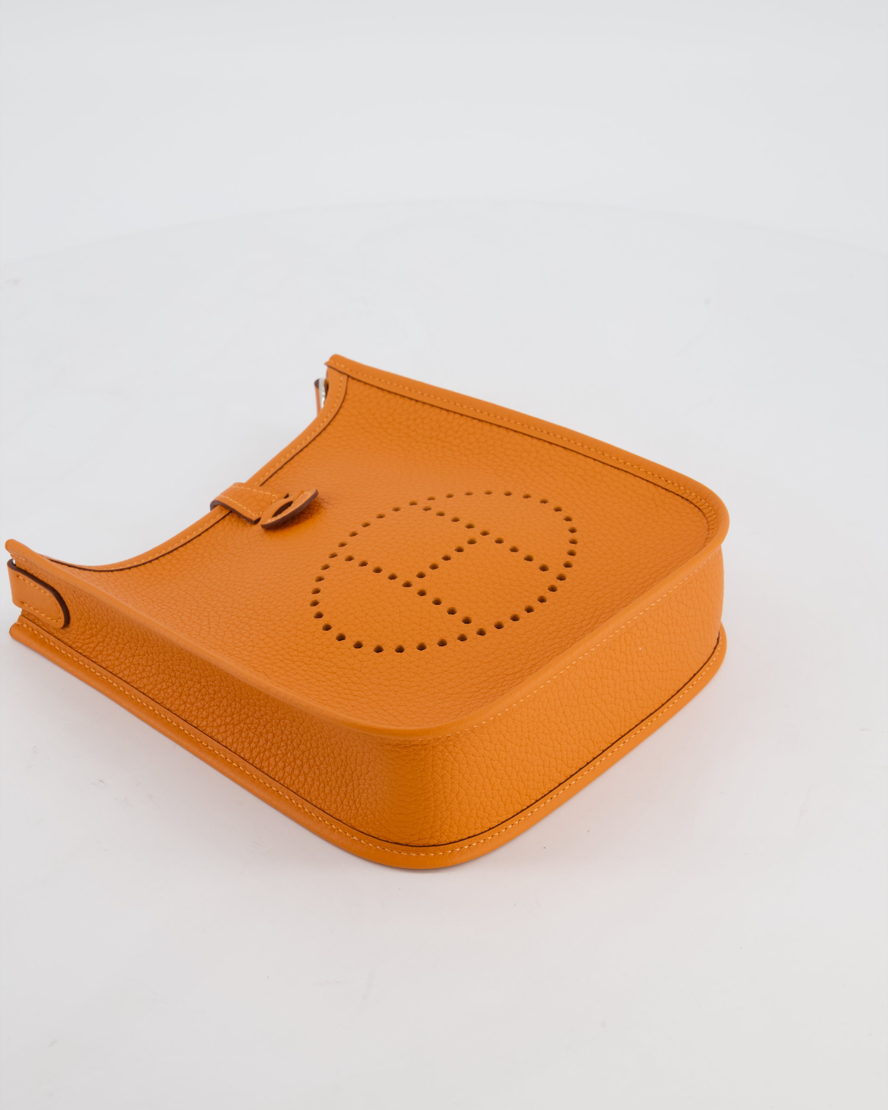 Hermès Mini Evelyne Bag in Orange Clemence Leather with Palladium Hardware
