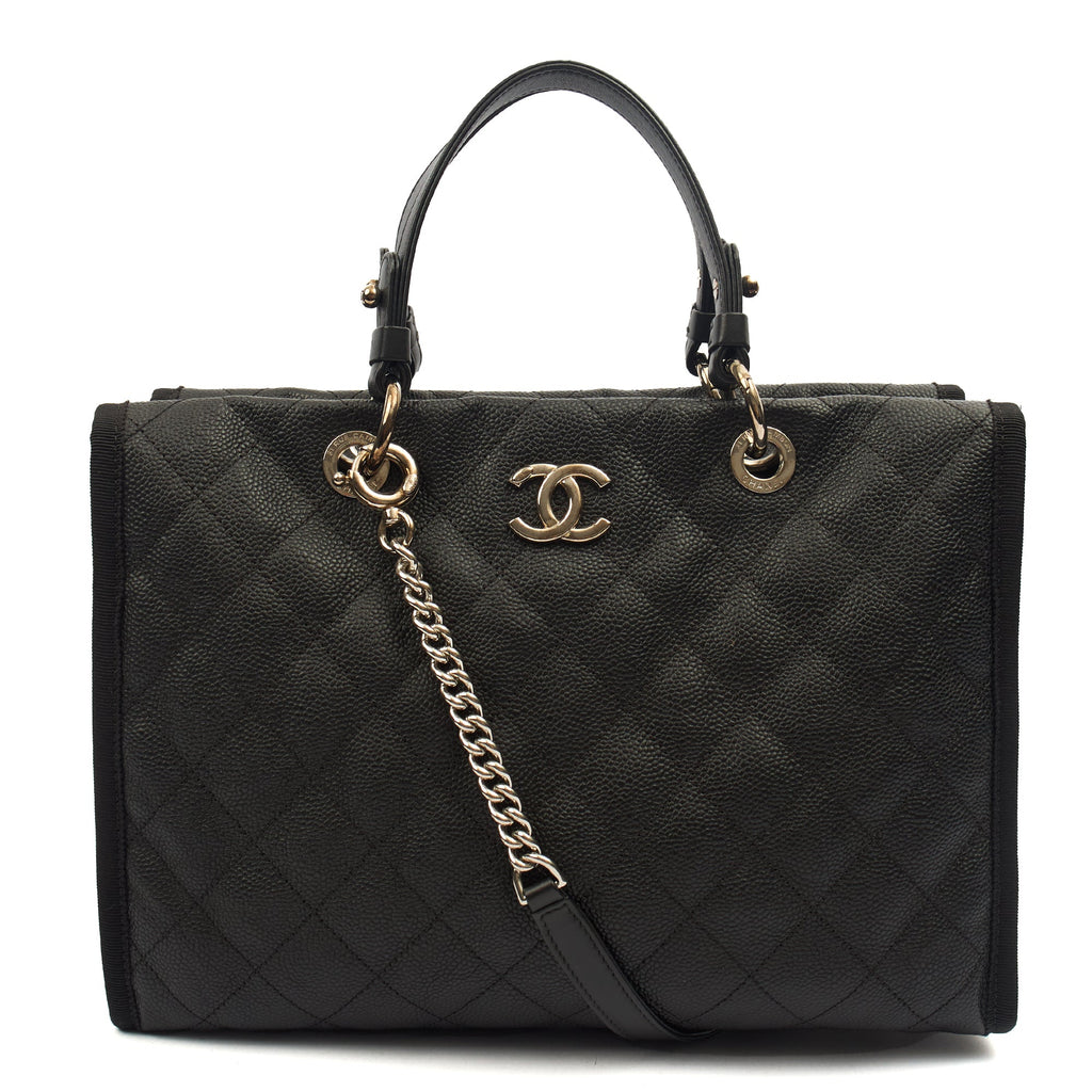 Chanel Tote Shopper Tote in Black, Caviar Leather