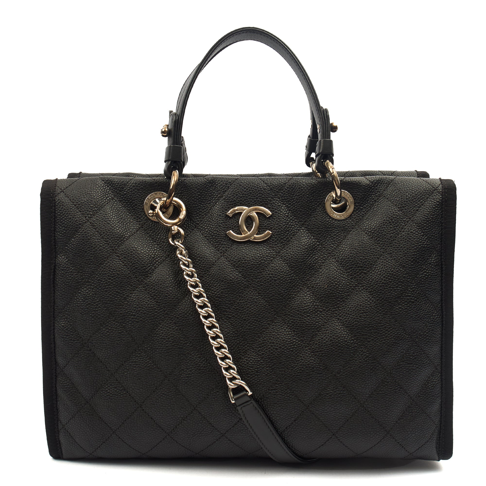 Chanel Tote Shopper Tote in Black, Caviar Leather