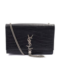 Saint Laurent Cross Body Kate Small Tassel in Black, Exotic Effect Leather