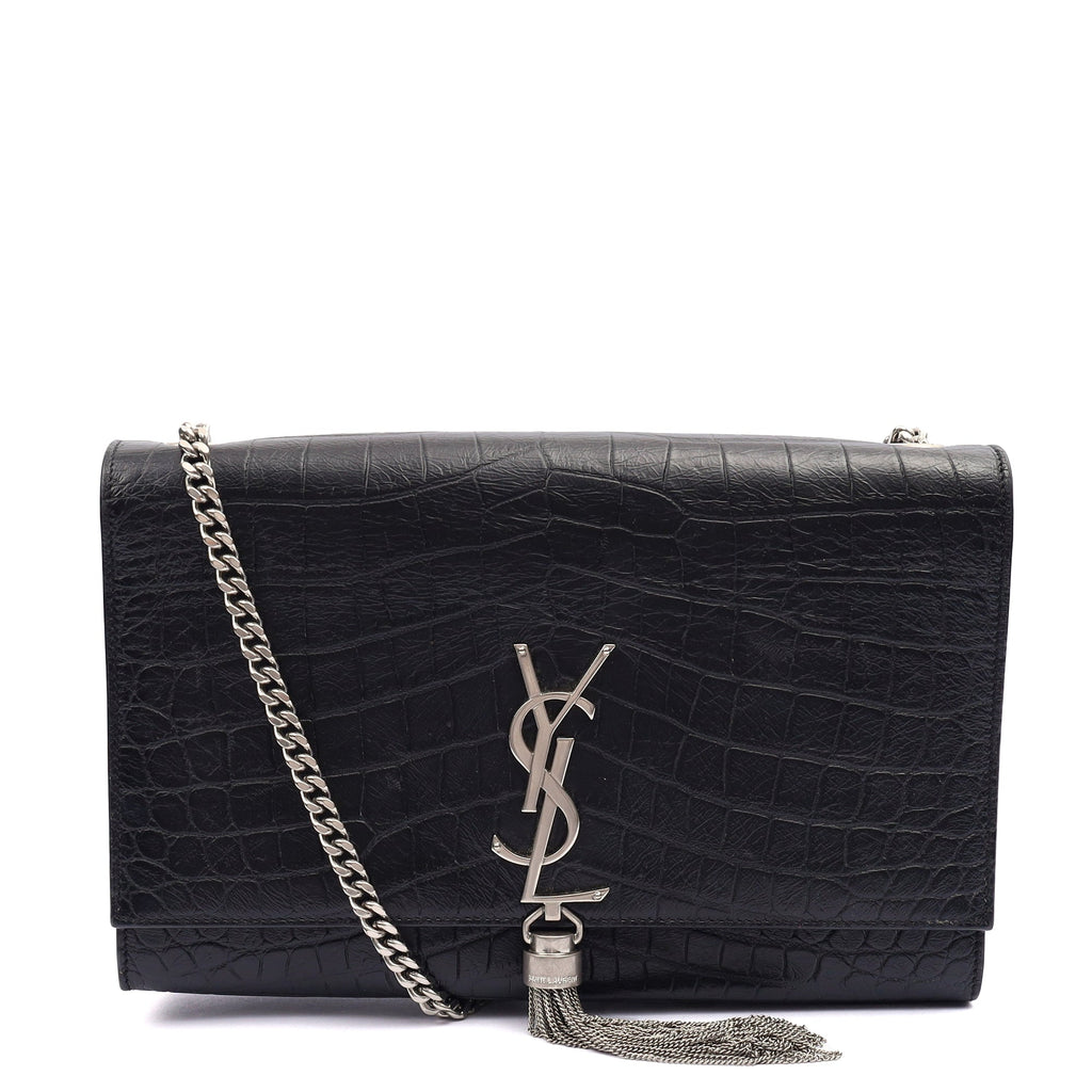 Saint Laurent Cross Body Kate Small Tassel in Black, Exotic Effect Leather