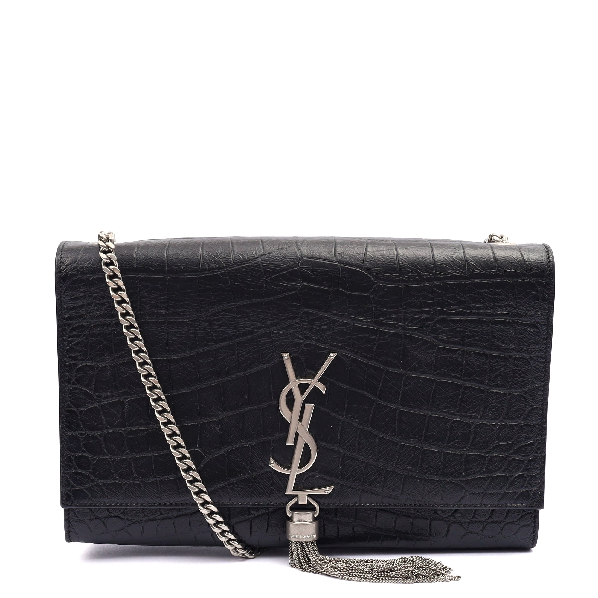 Saint Laurent Cross Body Kate Small Tassel in Black, Exotic Effect Leather
