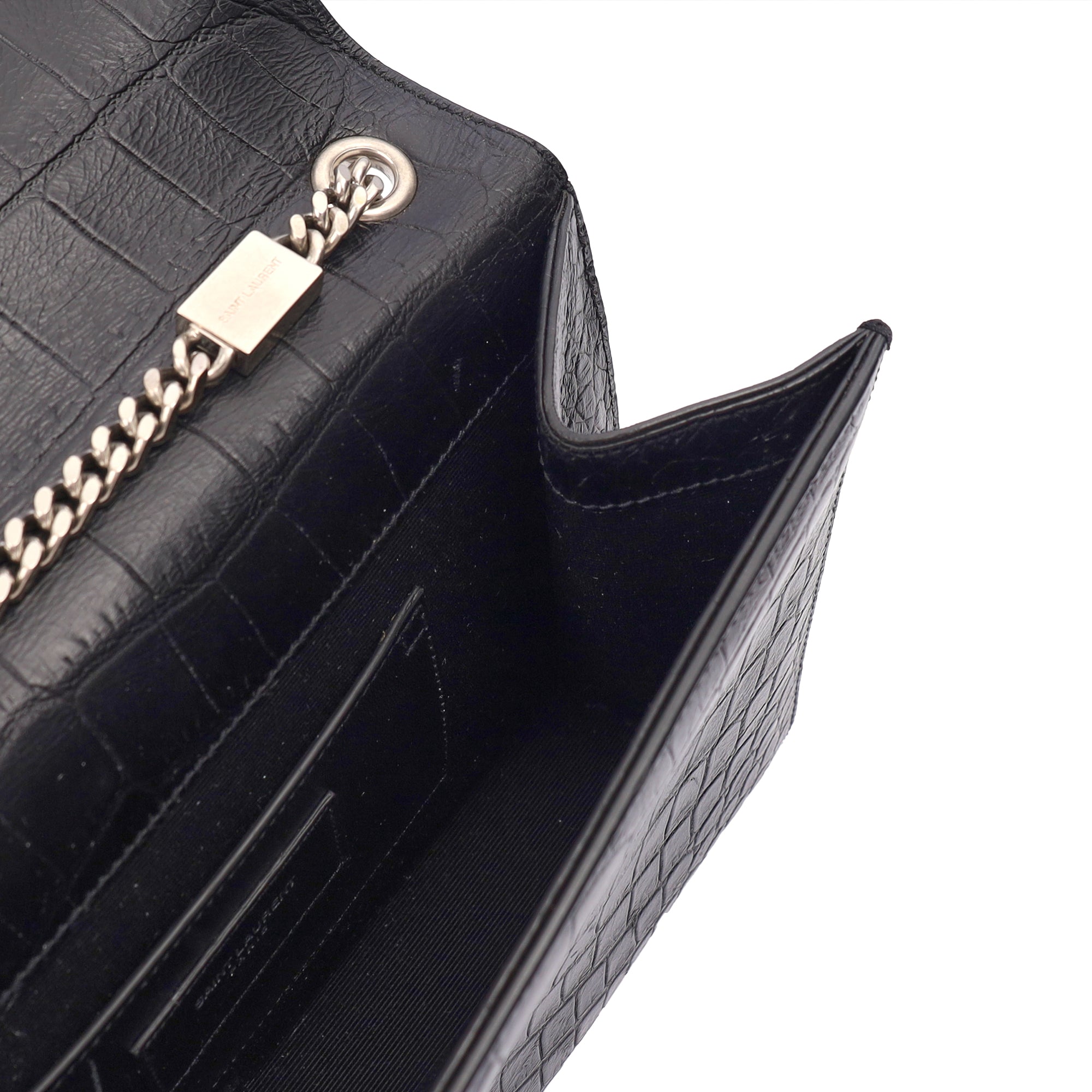 Saint Laurent Cross Body Kate Small Tassel in Black, Exotic Effect Leather