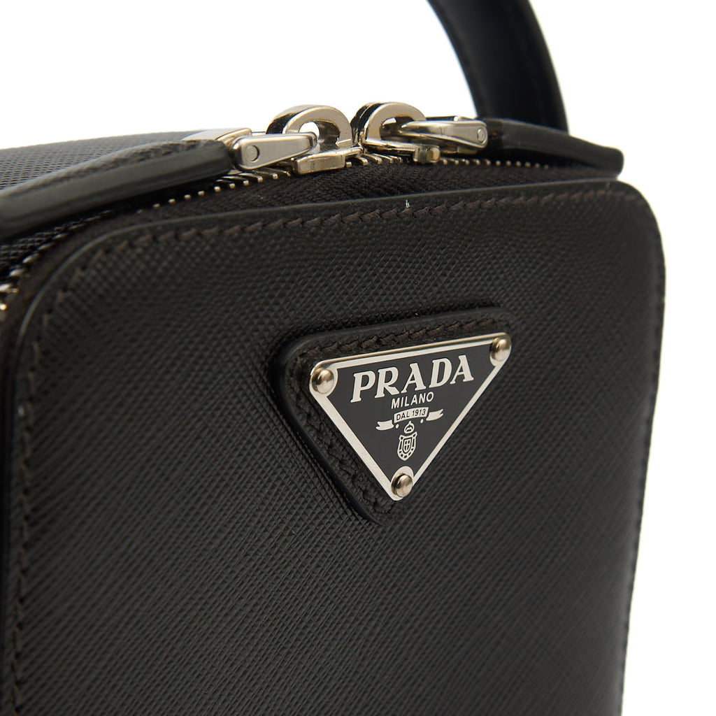 Prada Cross Body Brique - Small in Black, Saffiano Leather