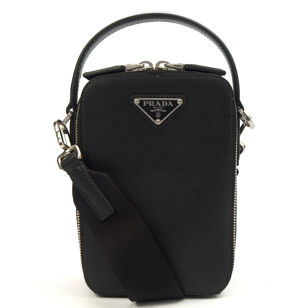 Prada Cross Body Brique - Small in Black, Saffiano Leather