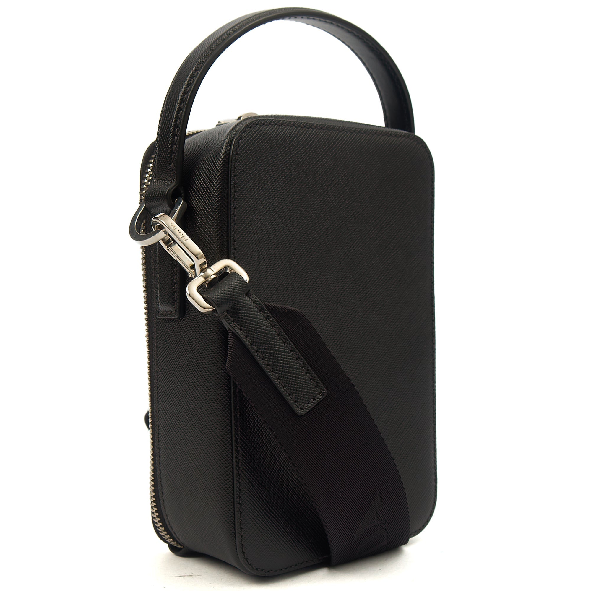 Prada Cross Body Brique - Small in Black, Saffiano Leather