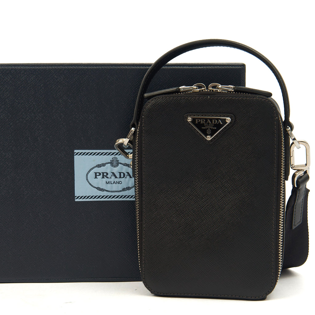 Prada Cross Body Brique - Small in Black, Saffiano Leather