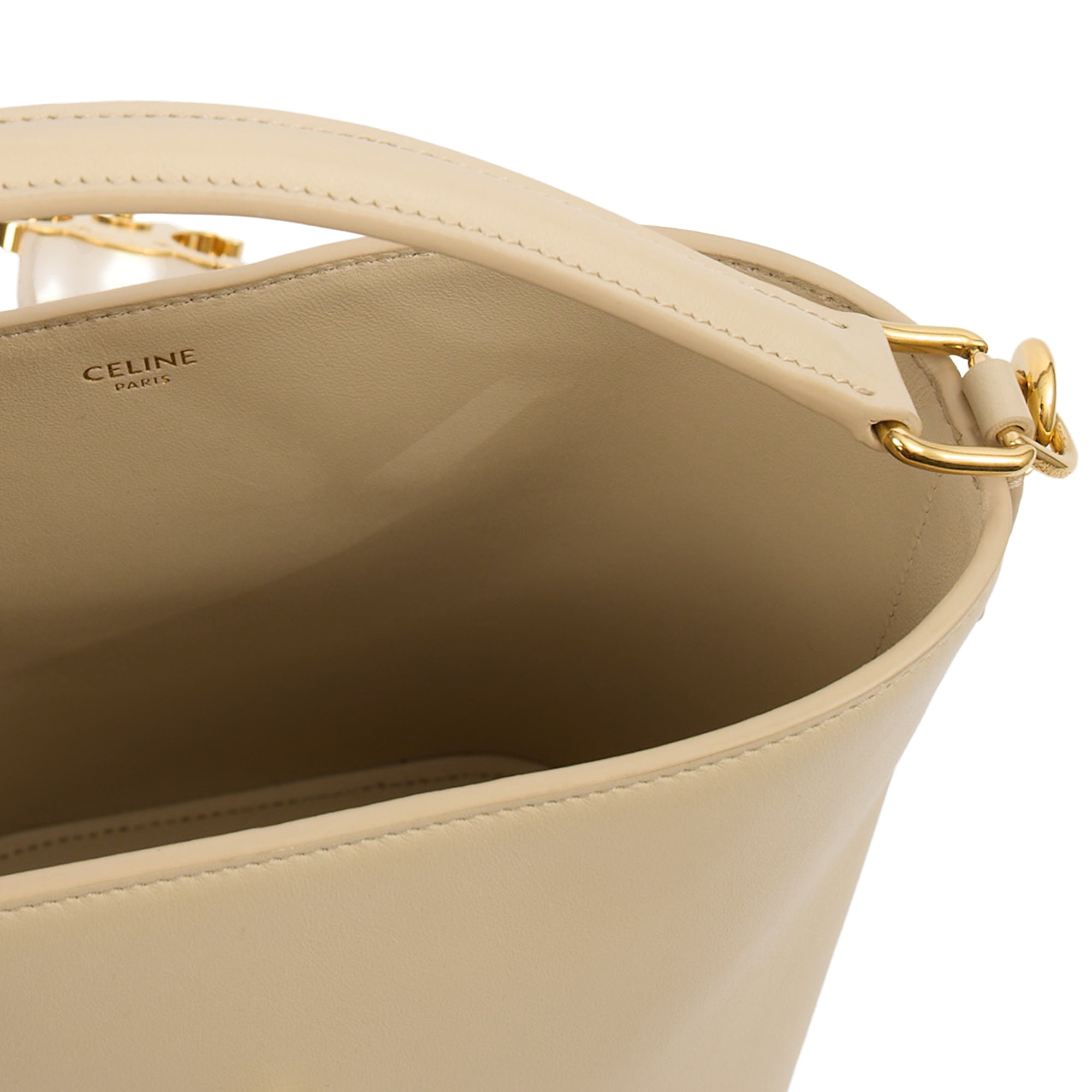Celine Bucket Bag Sangle Bucket Bag in Cream, Leather