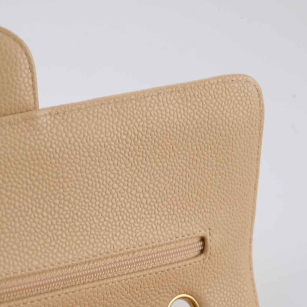 Chanel Caviar Medium/Large Double Classic Flap GHW Beige