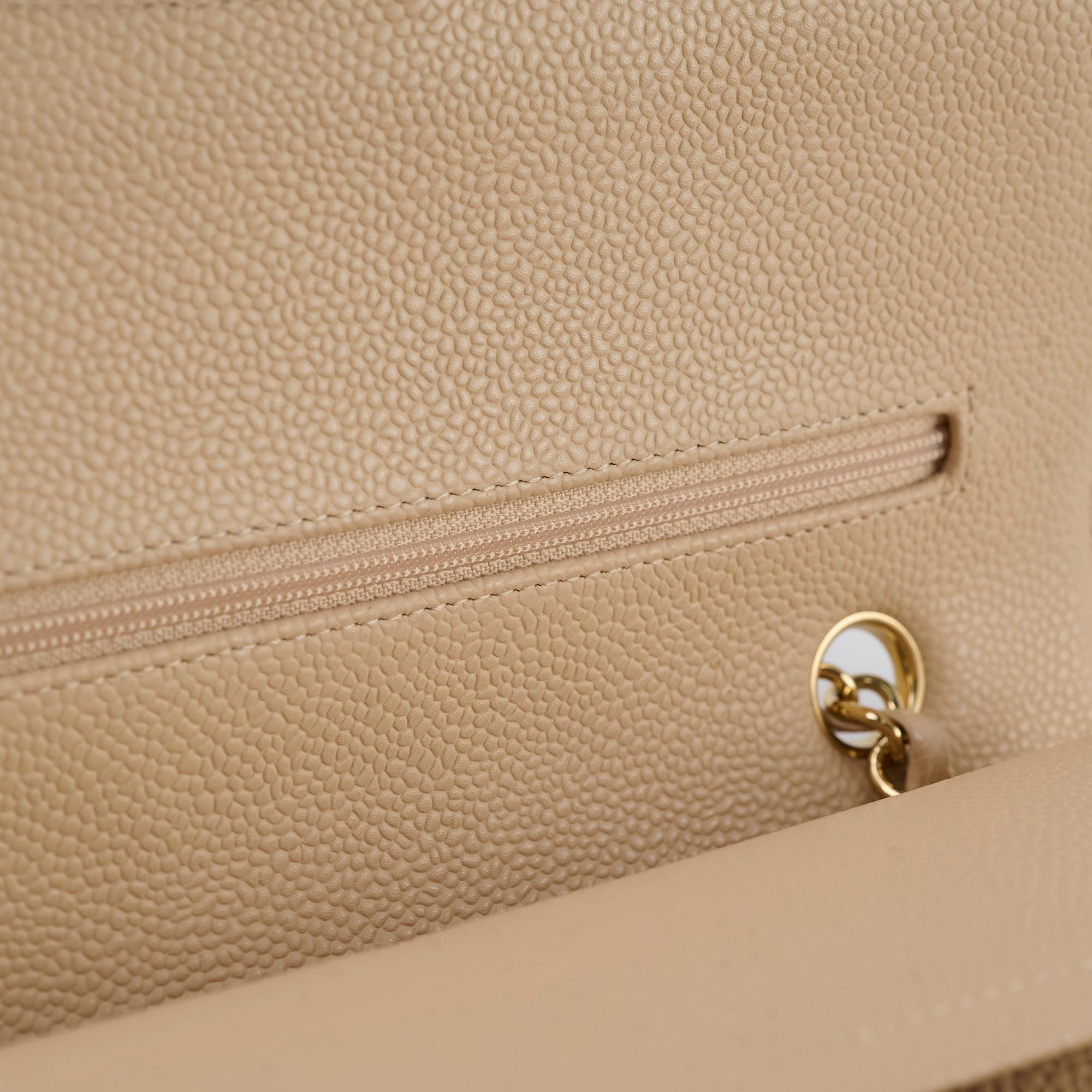Chanel Caviar Medium/Large Double Classic Flap GHW Beige