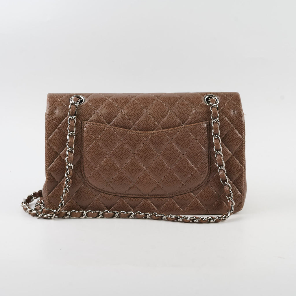 Chanel Medium Classic Flap Taupe Grey Caviar SHW (14 series)