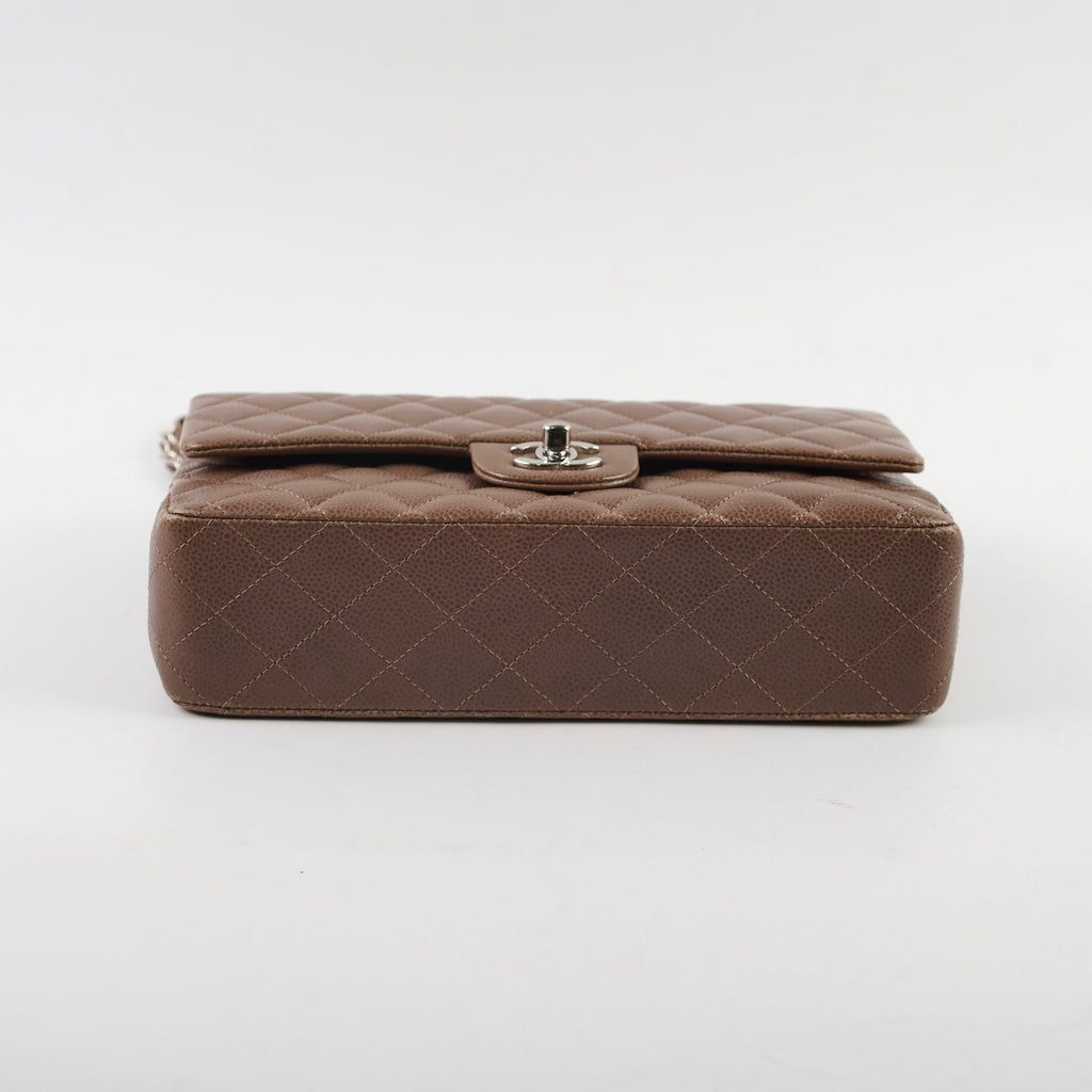 Chanel Medium Classic Flap Taupe Grey Caviar SHW (14 series)