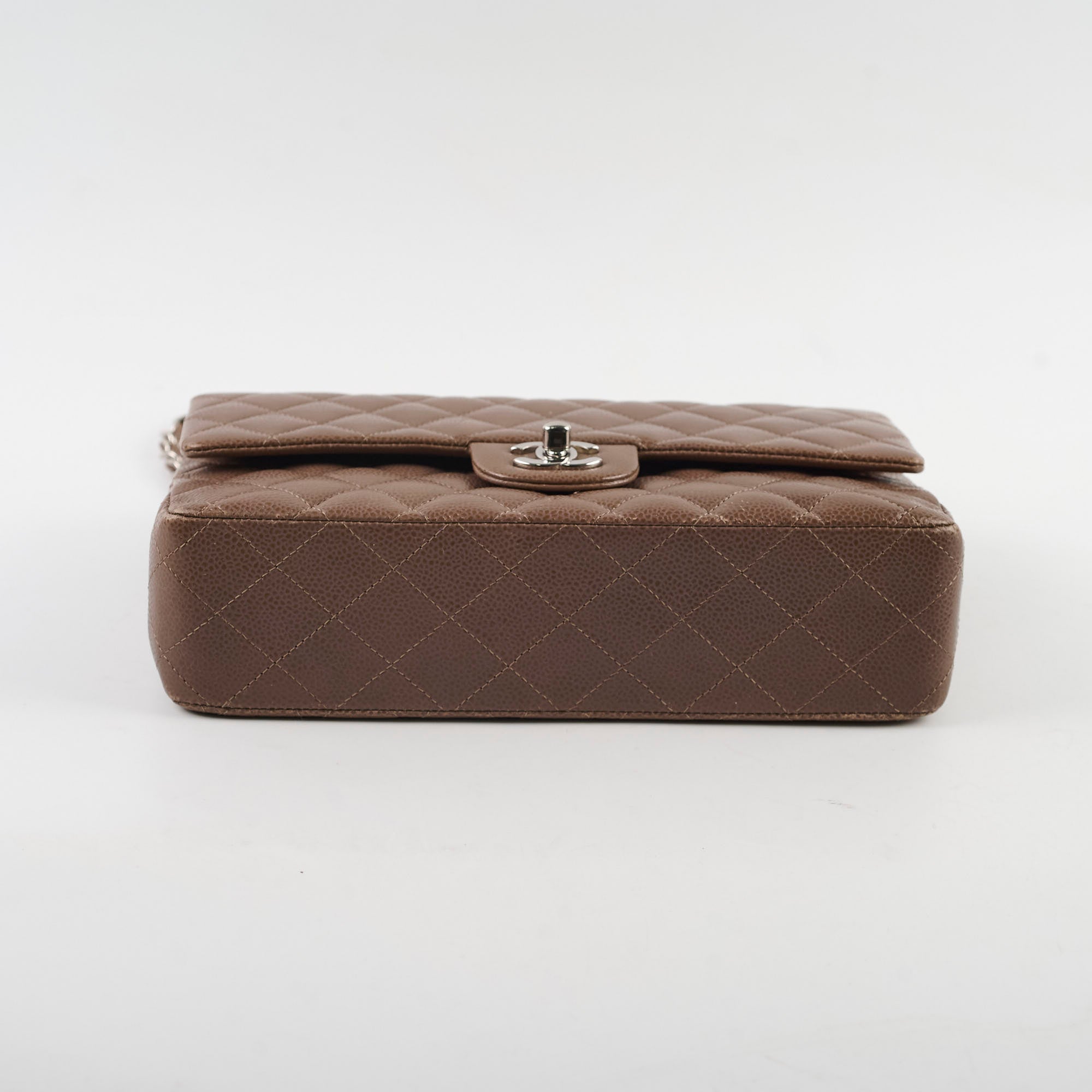 Chanel Medium Classic Flap Taupe Grey Caviar SHW (14 series)
