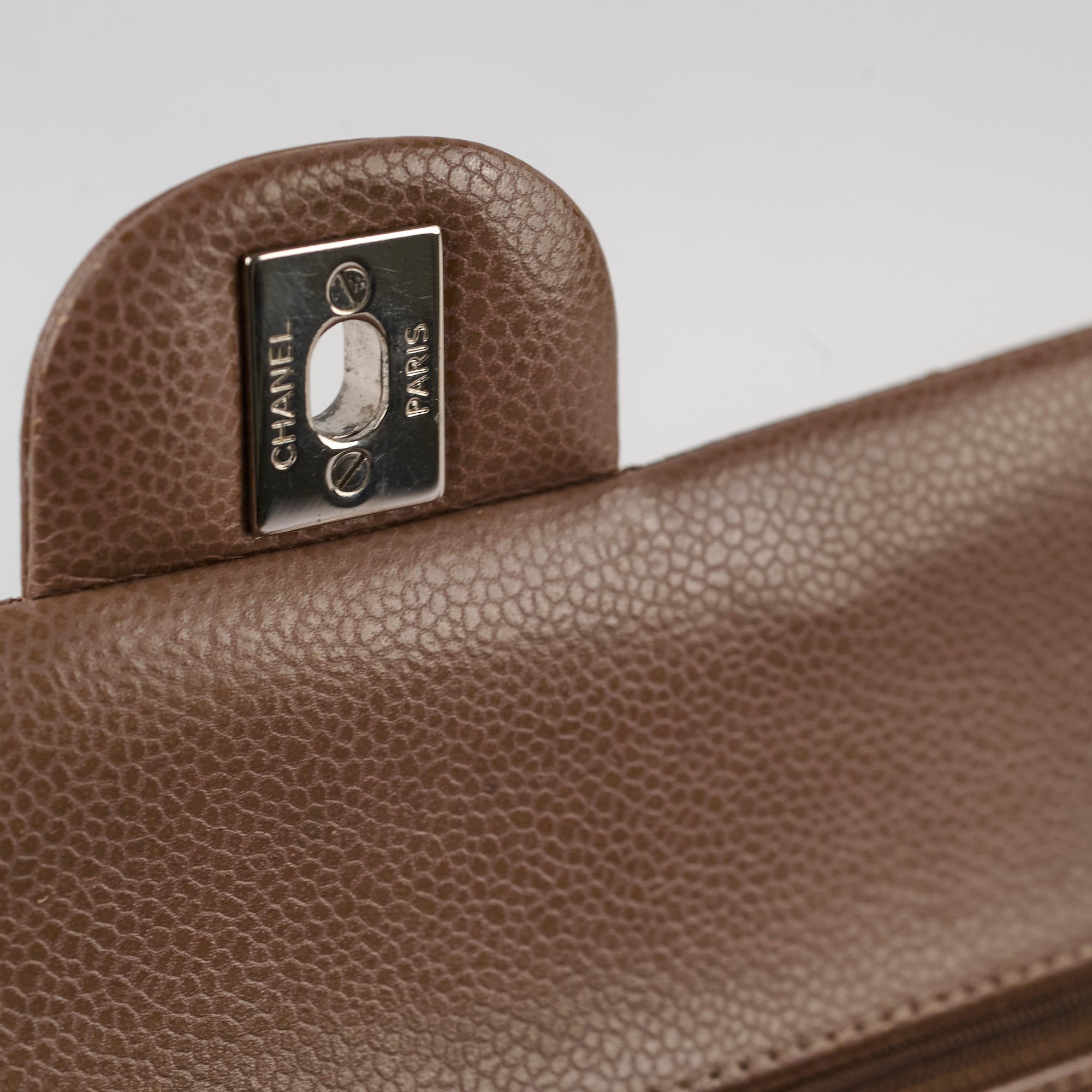 Chanel Medium Classic Flap Taupe Grey Caviar SHW (14 series)