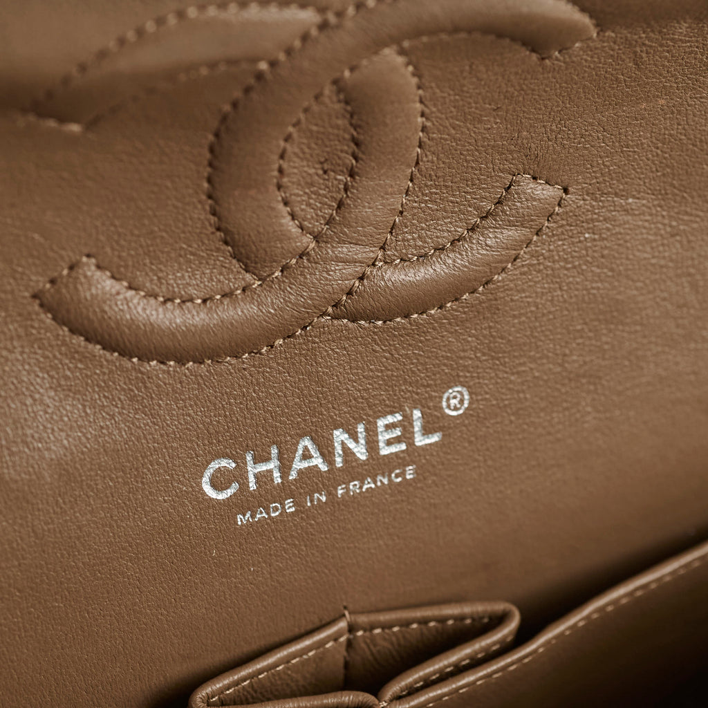 Chanel Medium Classic Flap Taupe Grey Caviar SHW (14 series)