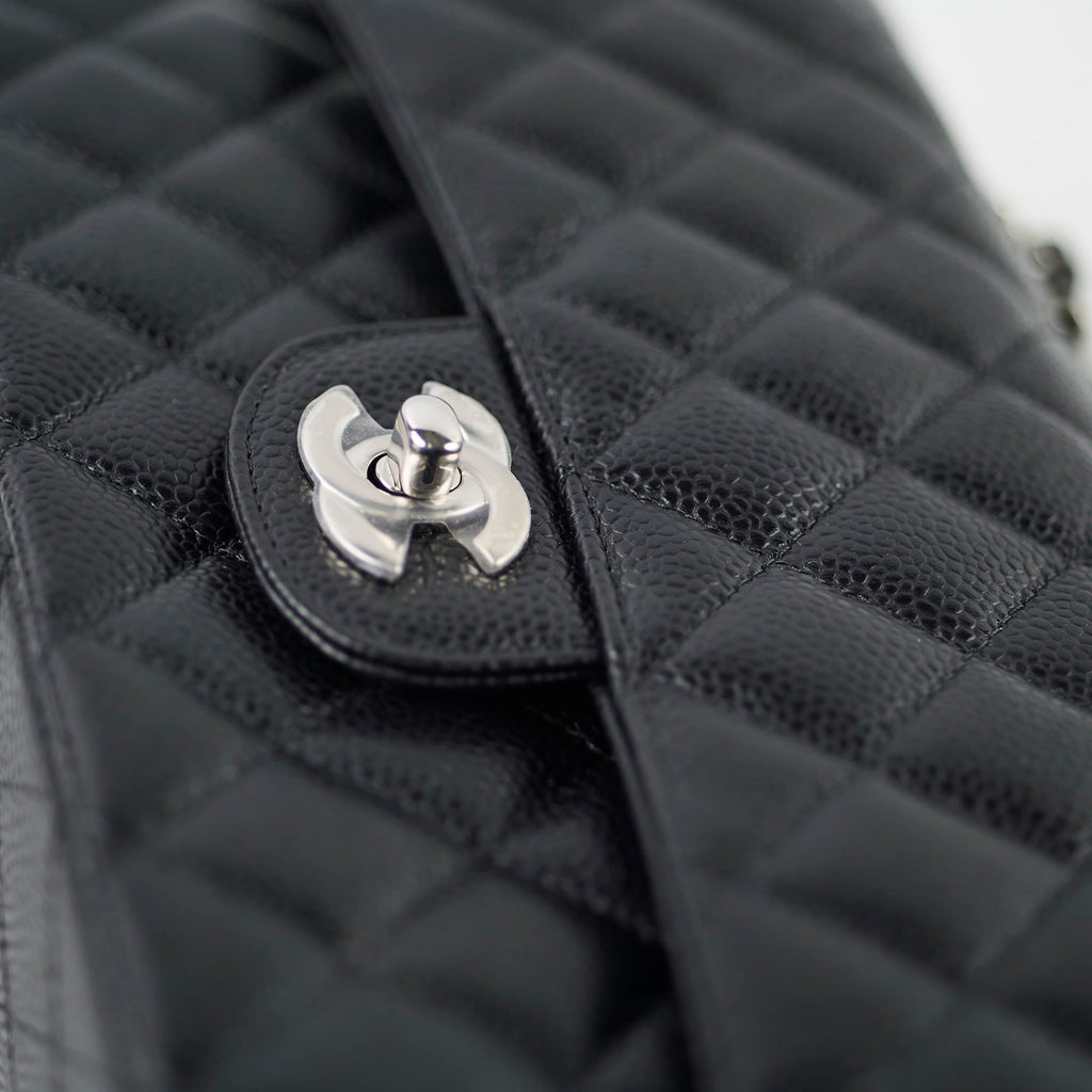 Chanel Caviar Medium Classic Flap Black Microchip