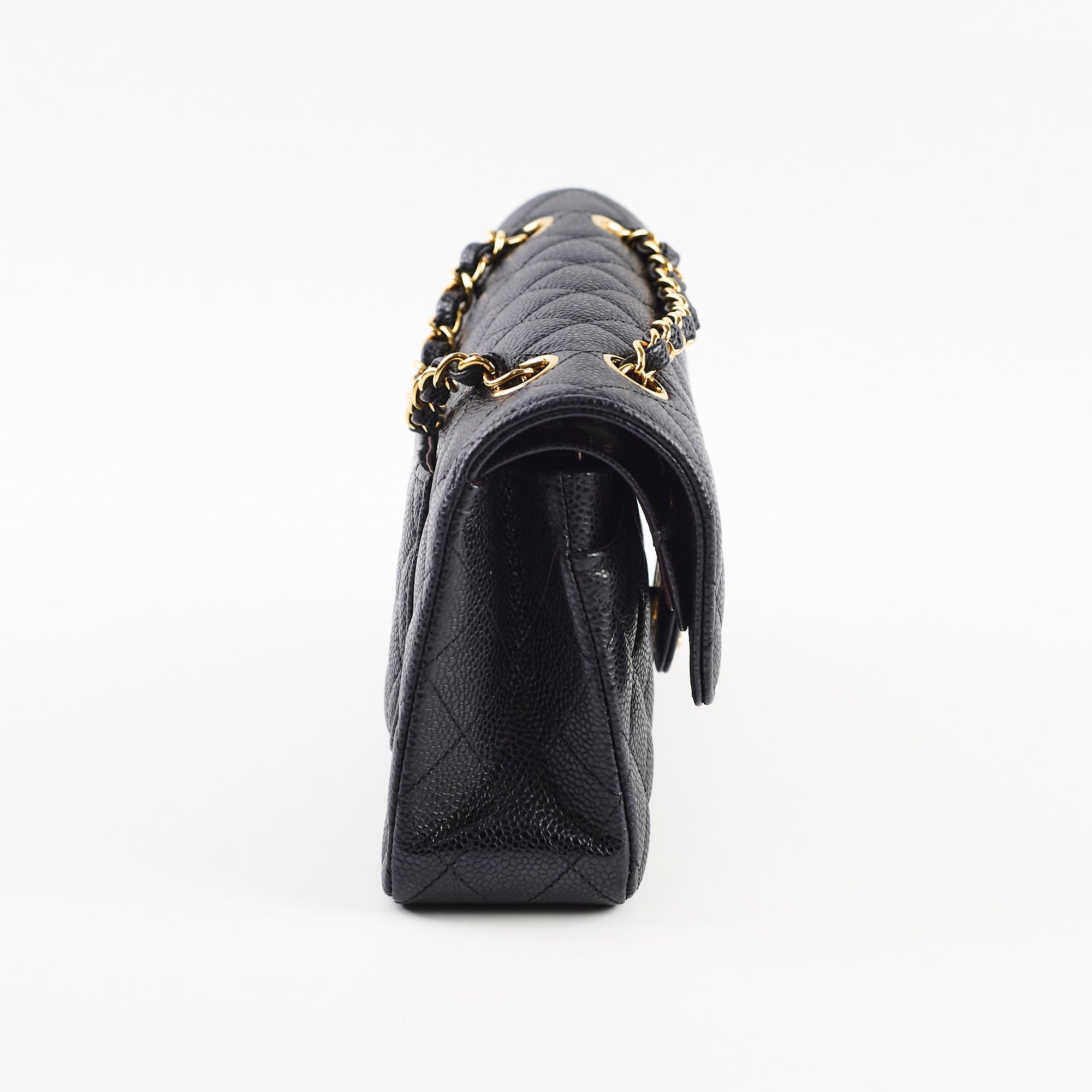 Chanel Caviar Small Double Classic Flap Black Microchipped