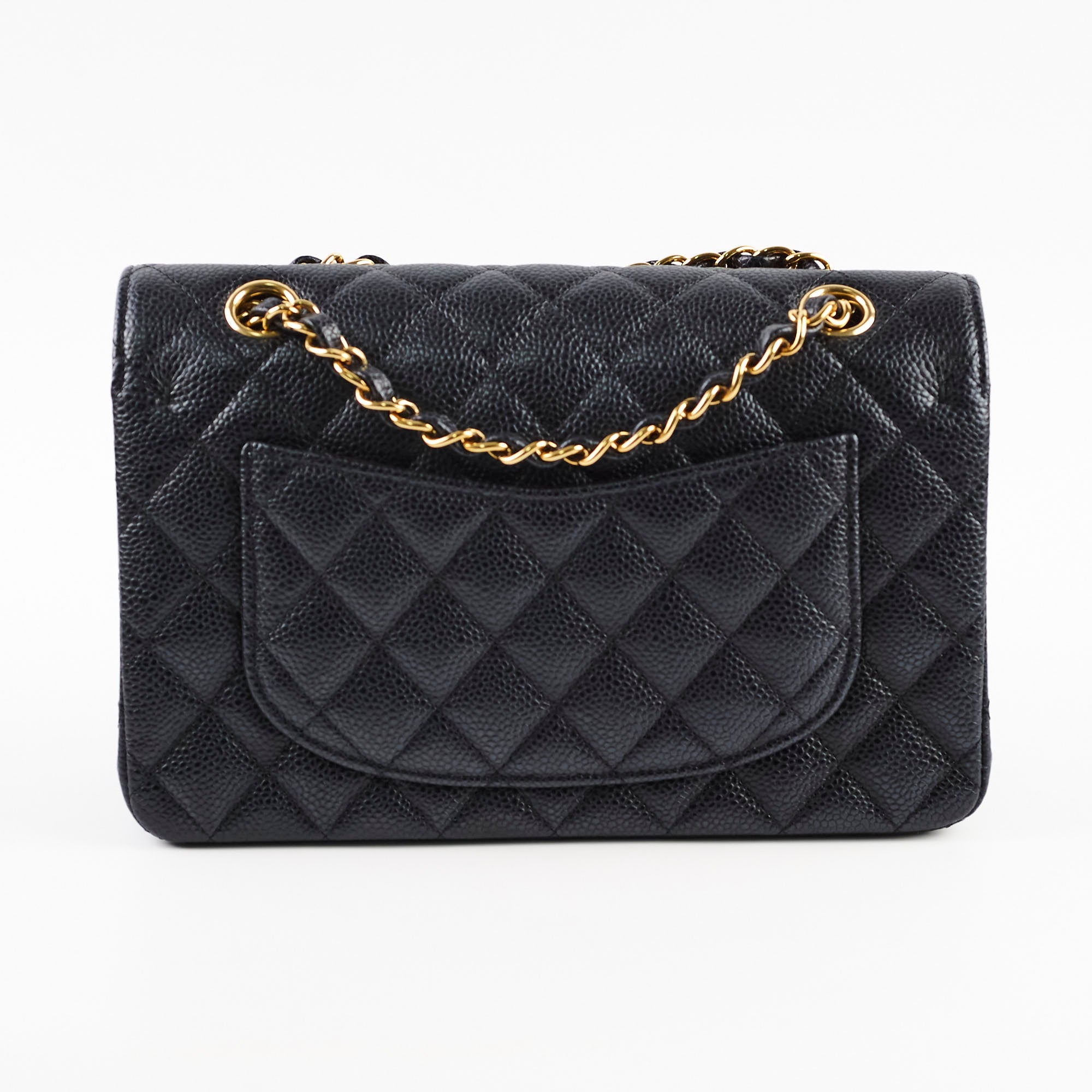 Chanel Caviar Small Double Classic Flap Black Microchipped