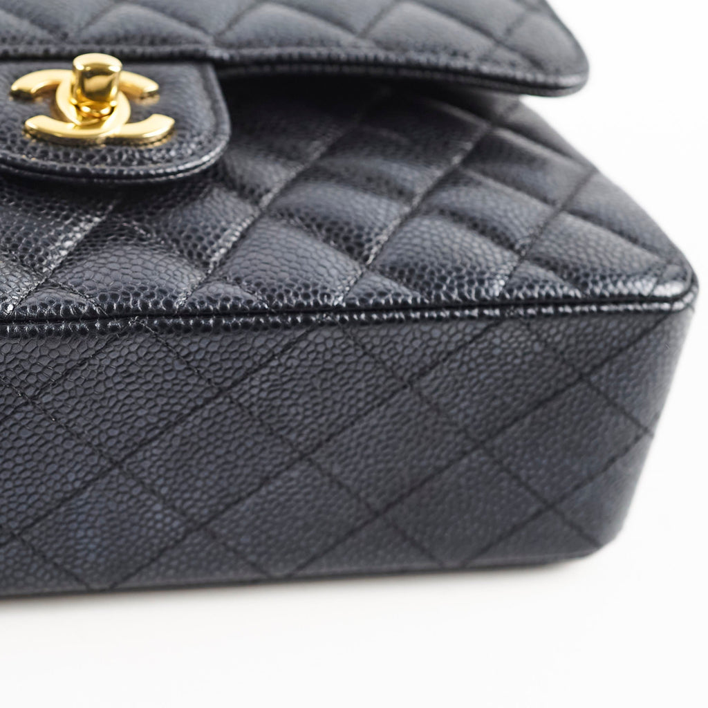 Chanel Caviar Small Double Classic Flap Black Microchipped