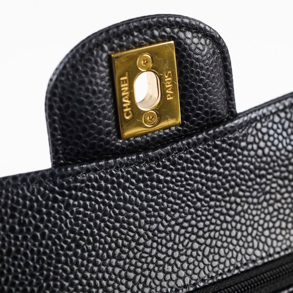 Chanel Caviar Small Double Classic Flap Black Microchipped