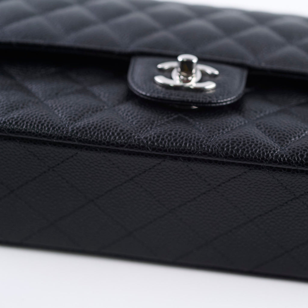 Chanel Medium/Large Caviar Double Classic Flap Black 2022