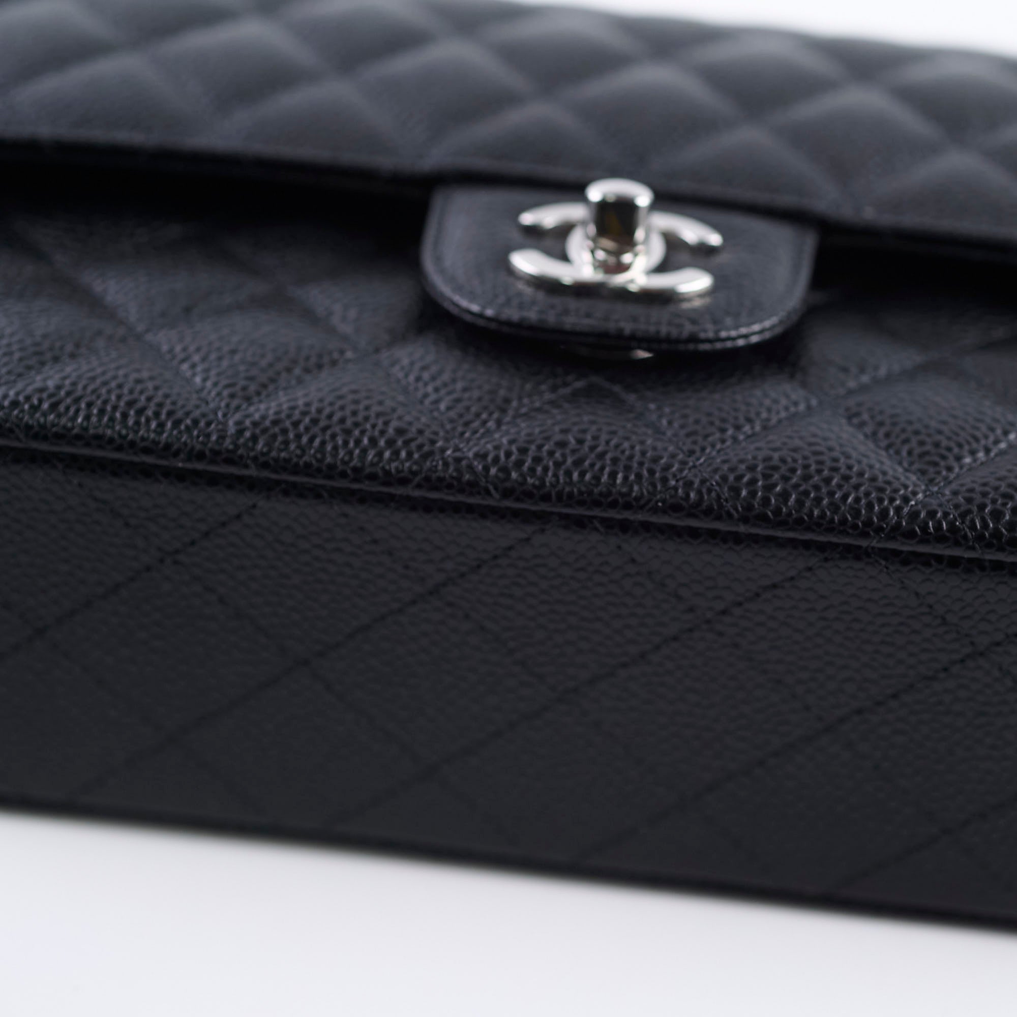 Chanel Medium/Large Caviar Double Classic Flap Black 2022