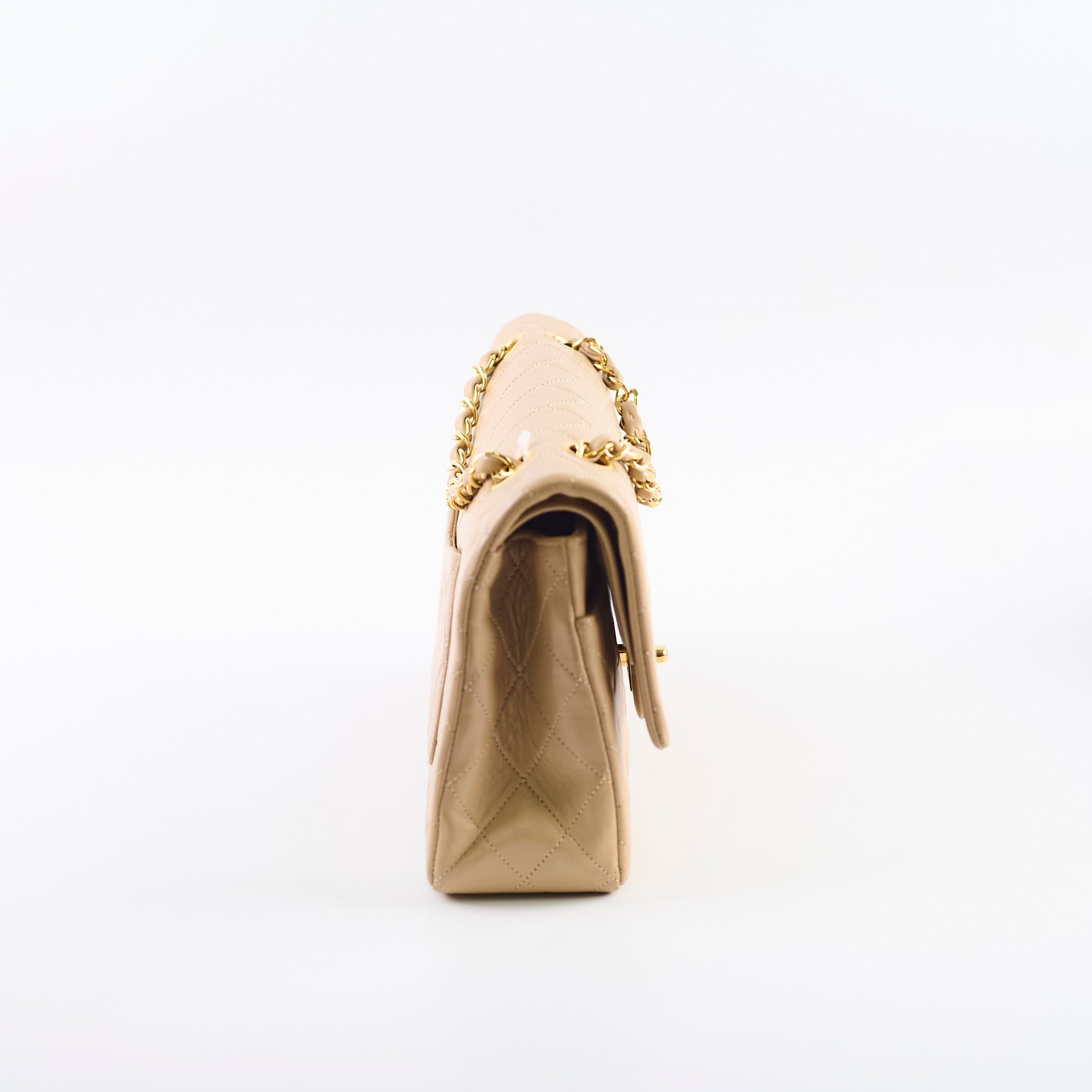Chanel Medium/Large Double Classic Flap Beige