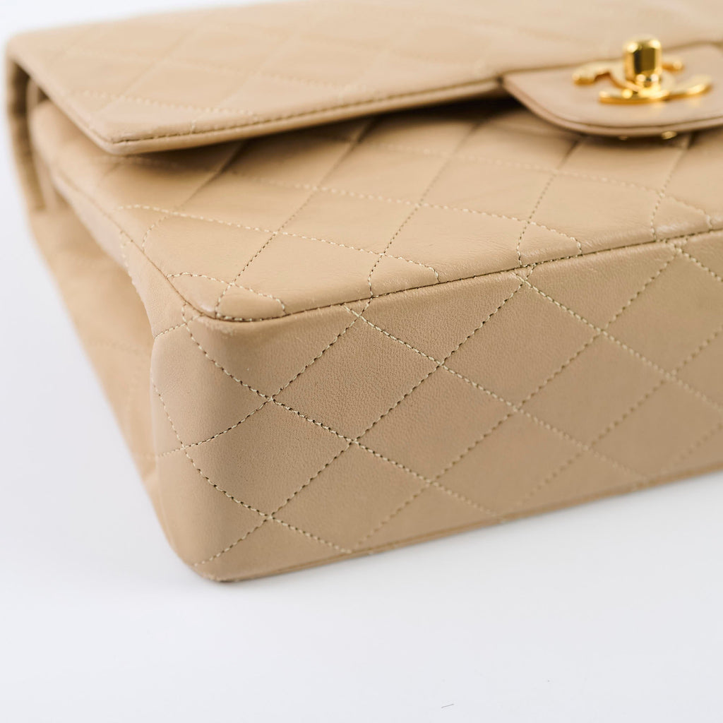 Chanel Medium/Large Double Classic Flap Beige