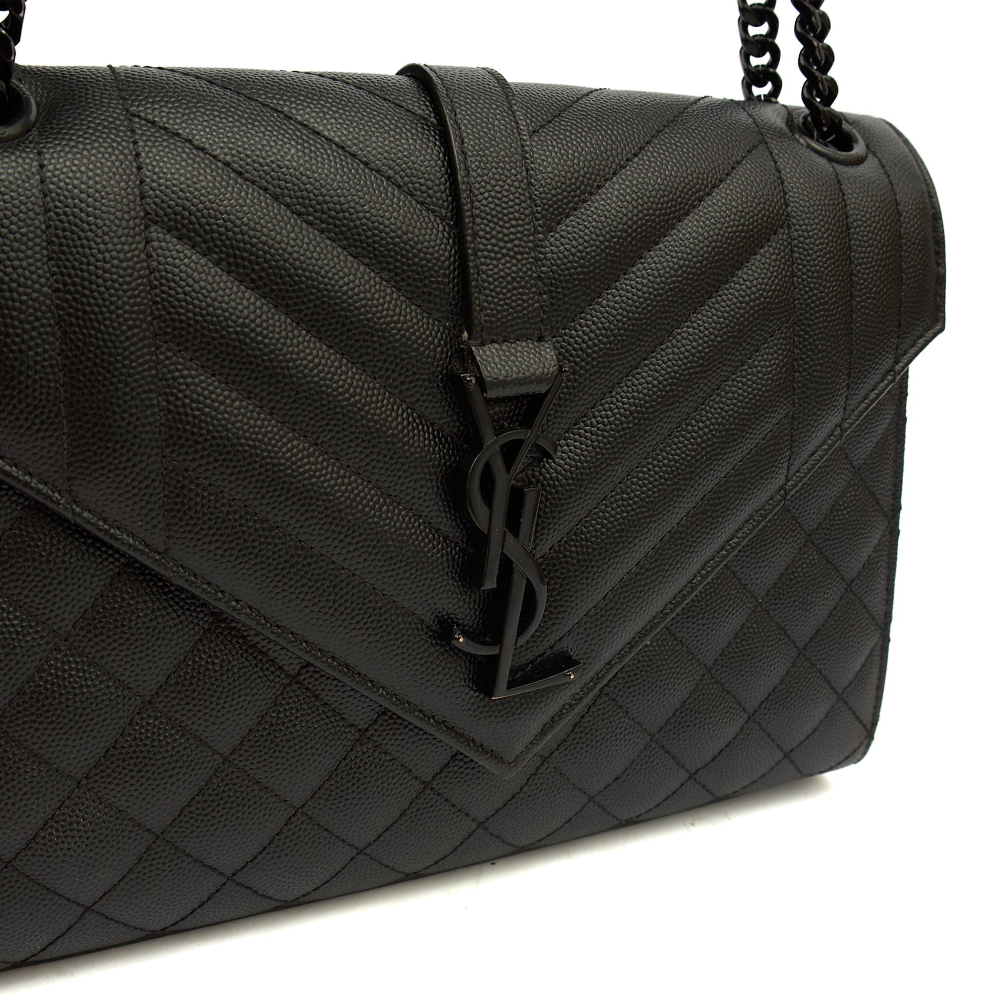 Saint Laurent Shoulder Bag Envelope - Medium in Black, Leather