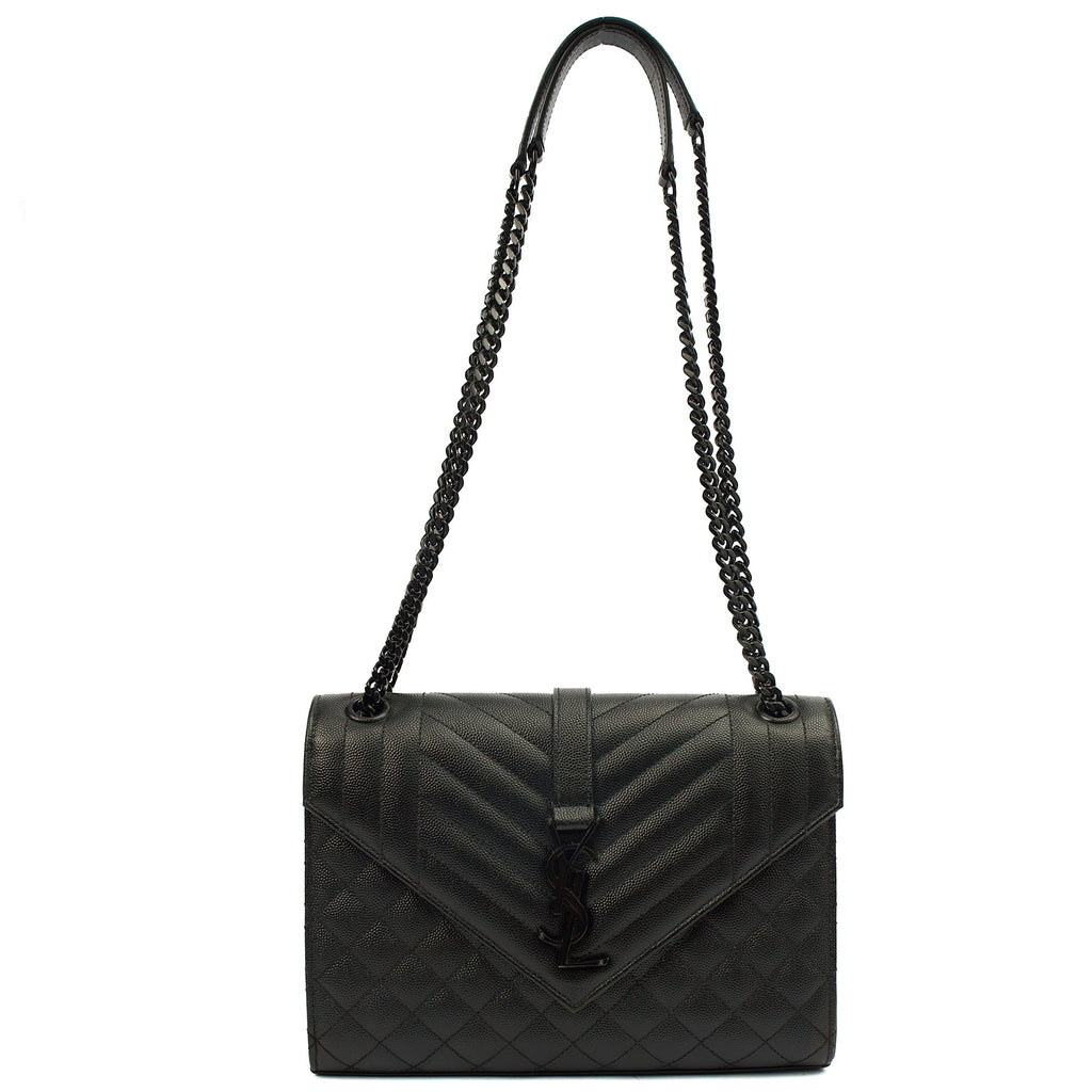 Saint Laurent Shoulder Bag Envelope - Medium in Black, Leather