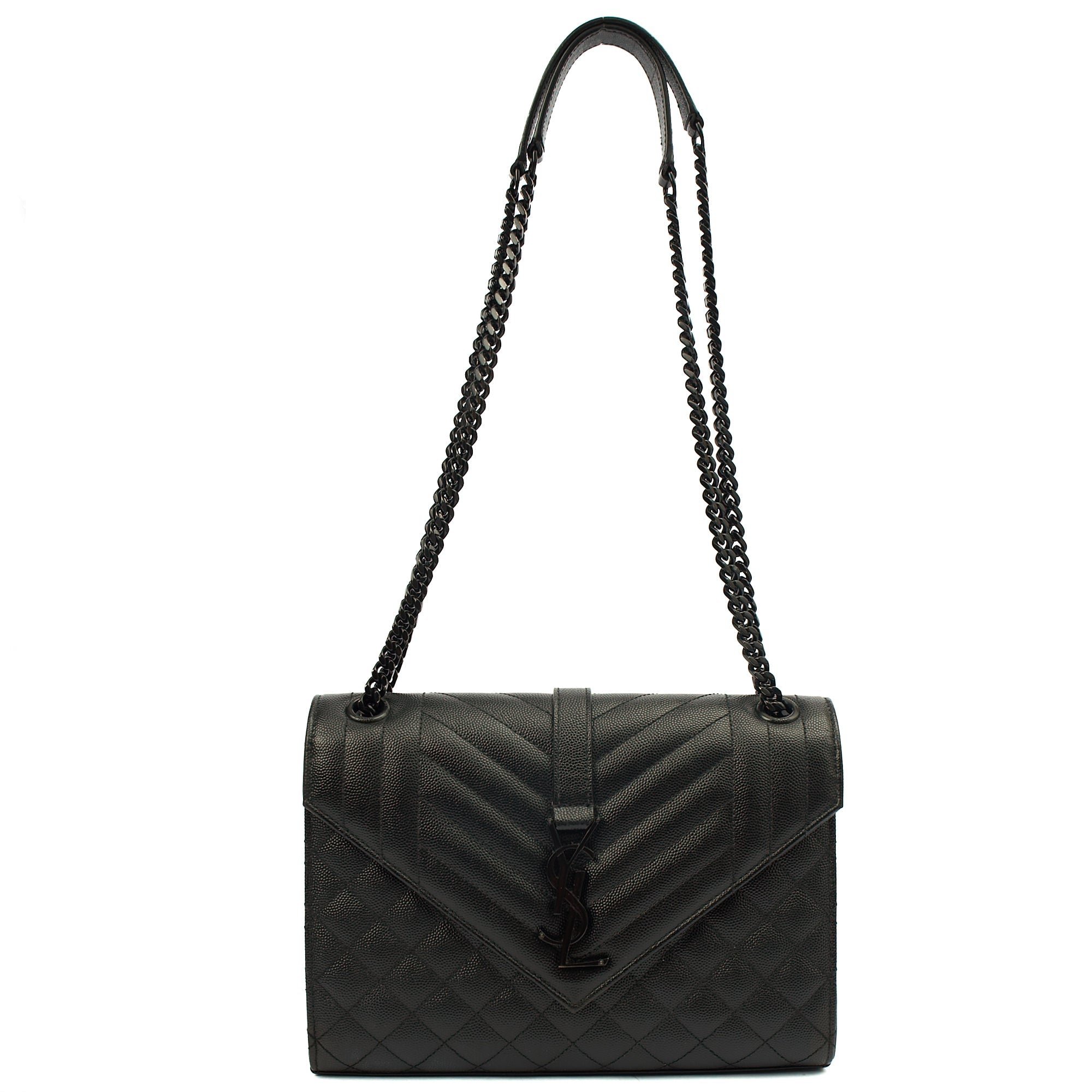 Saint Laurent Shoulder Bag Envelope - Medium in Black, Leather