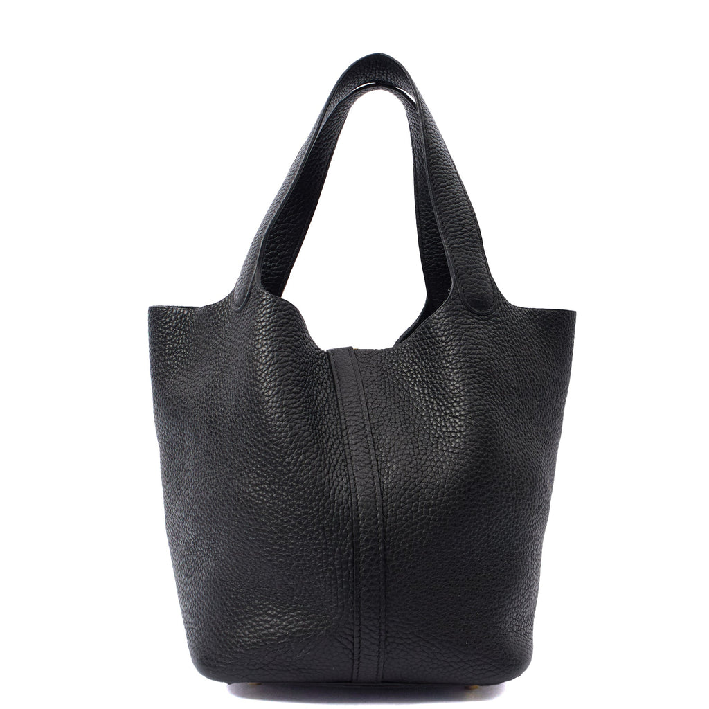 Hermes Tote Picotin 22 in Black, Clemence Leather