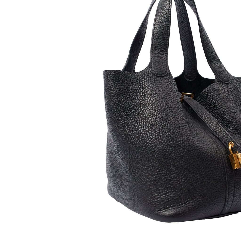 Hermes Tote Picotin 22 in Black, Clemence Leather