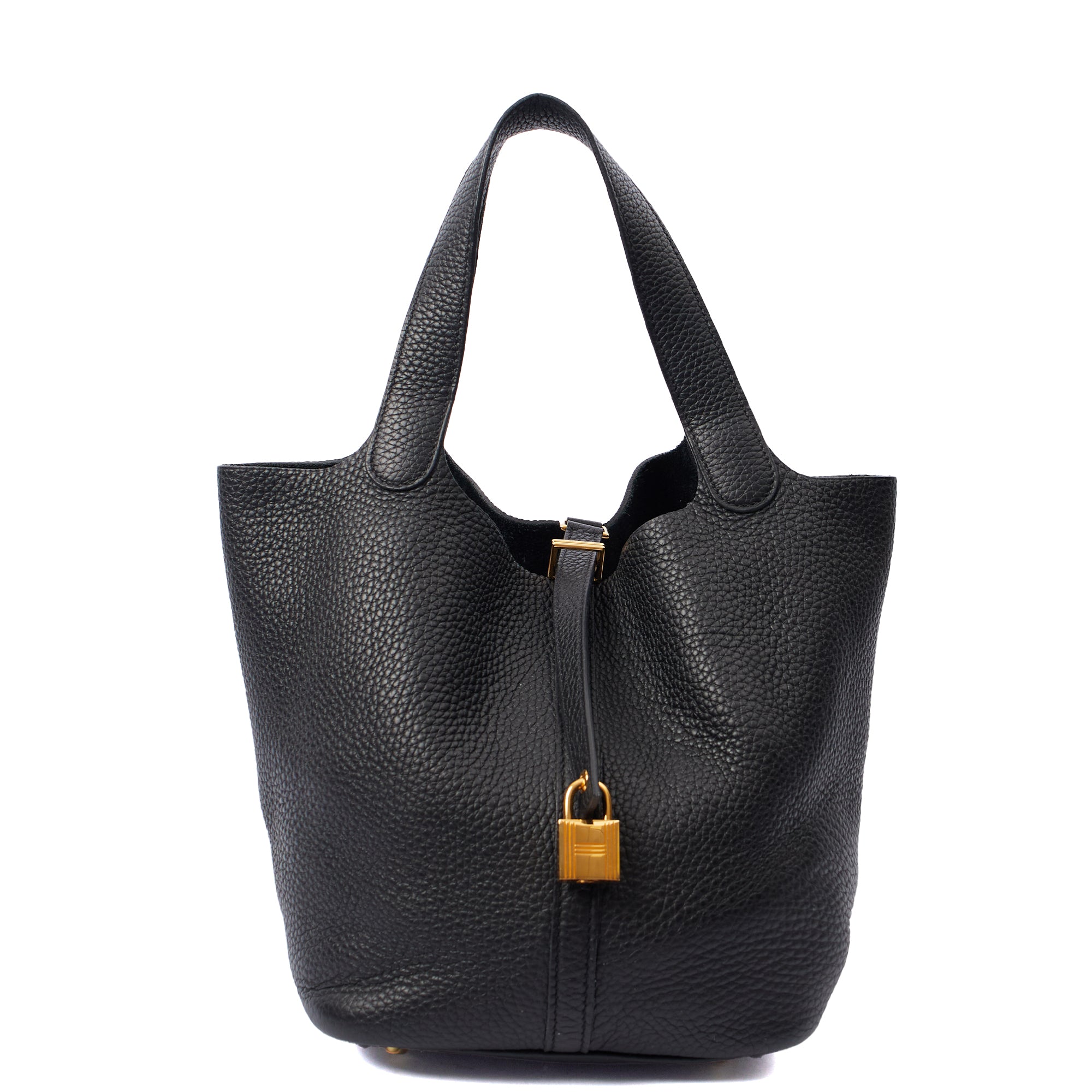 Hermes Tote Picotin 22 in Black, Clemence Leather
