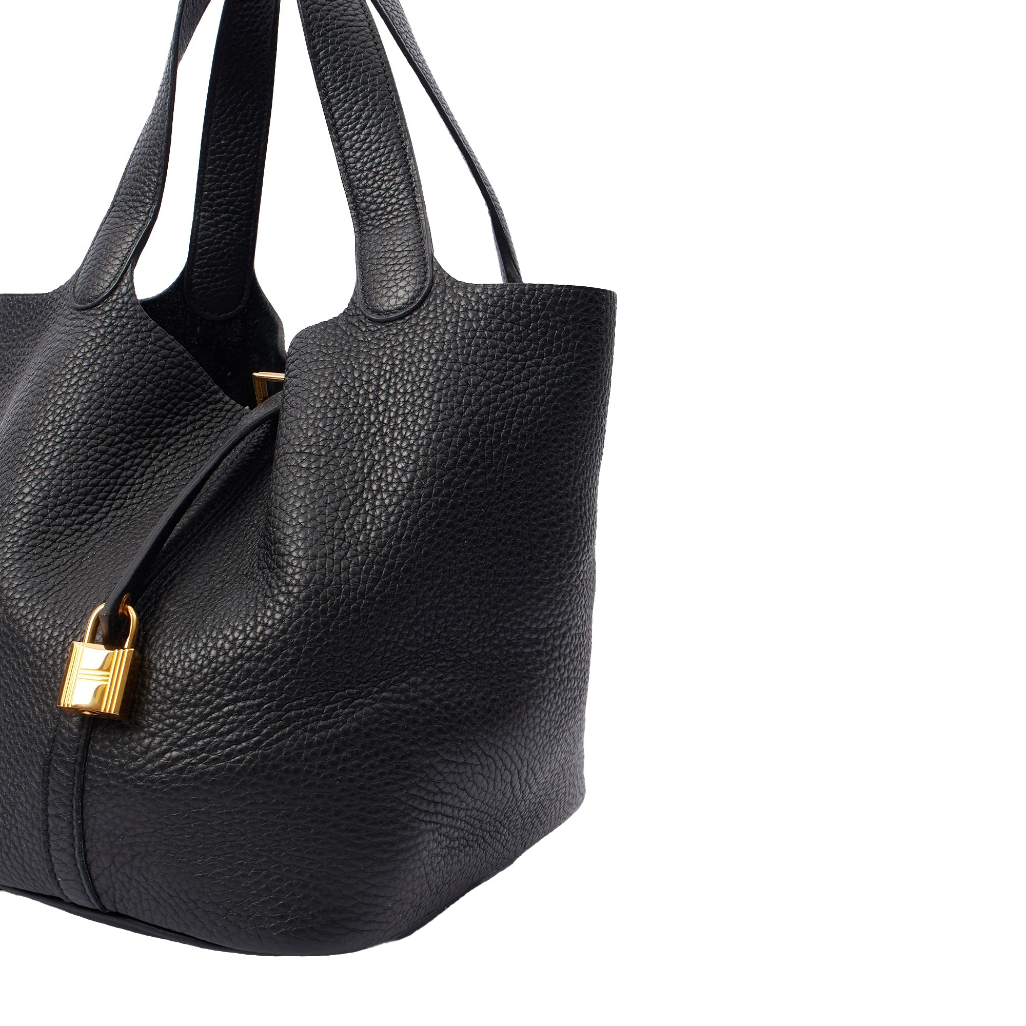 Hermes Tote Picotin 22 in Black, Clemence Leather